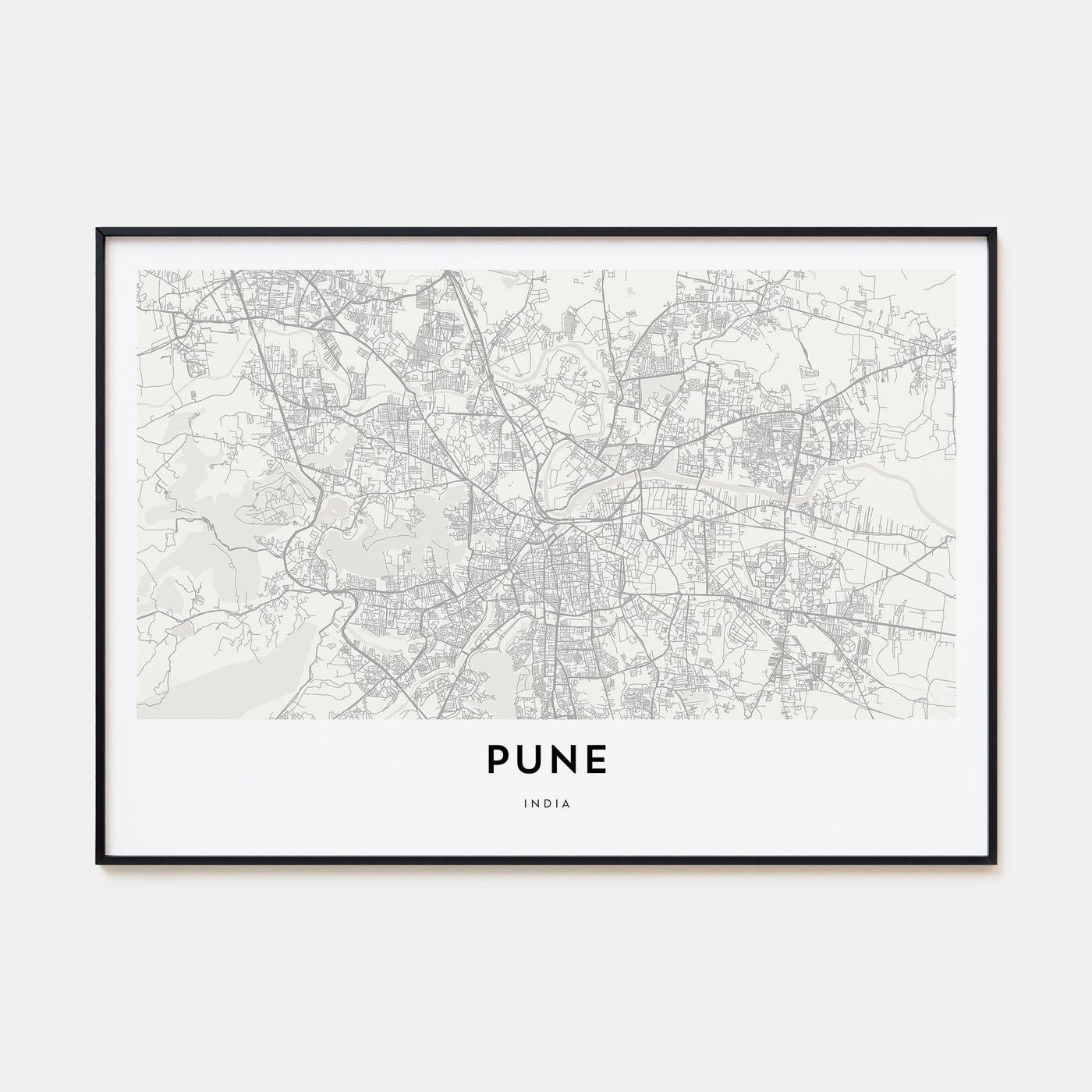 Pune Map Landscape Poster