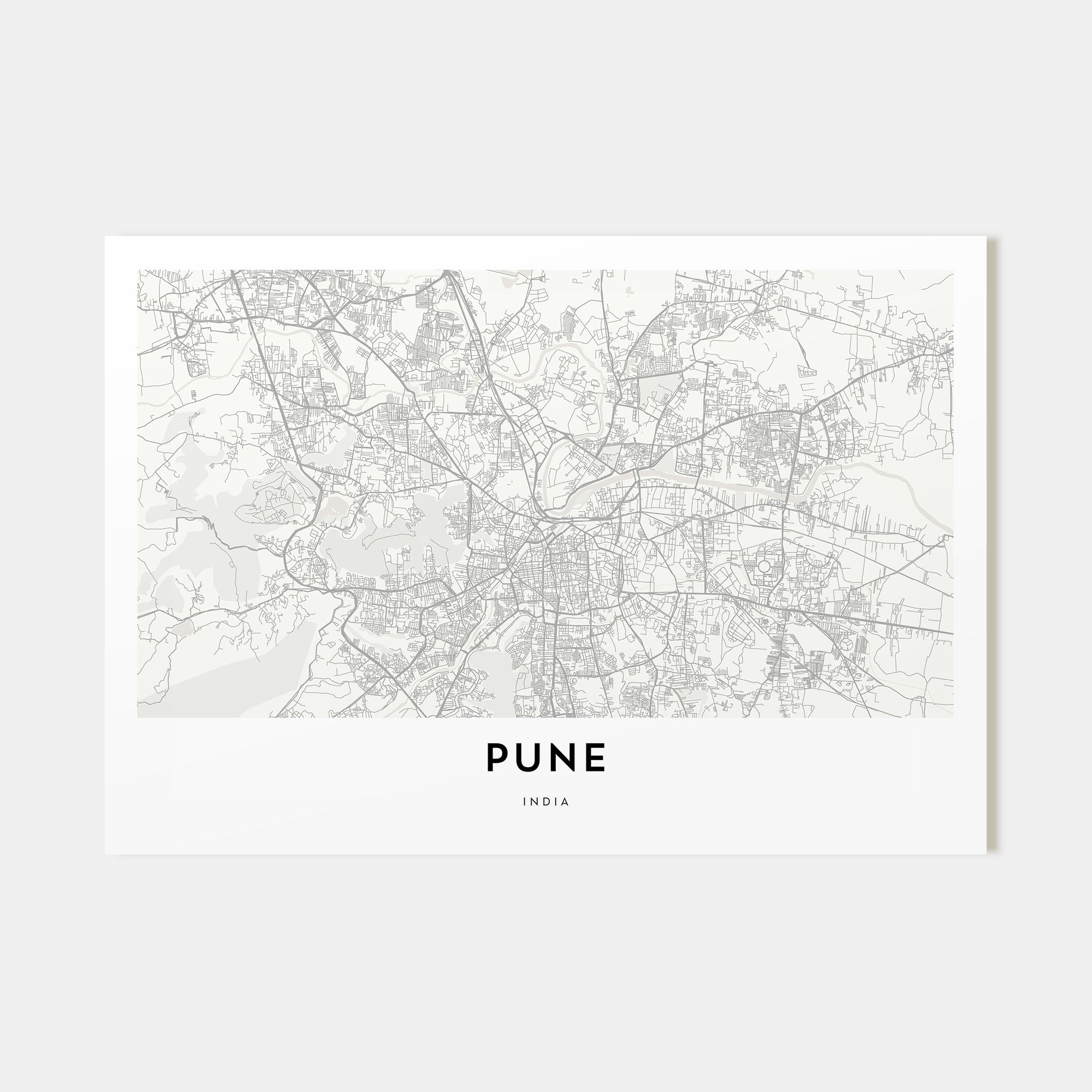 Pune Map Landscape Poster