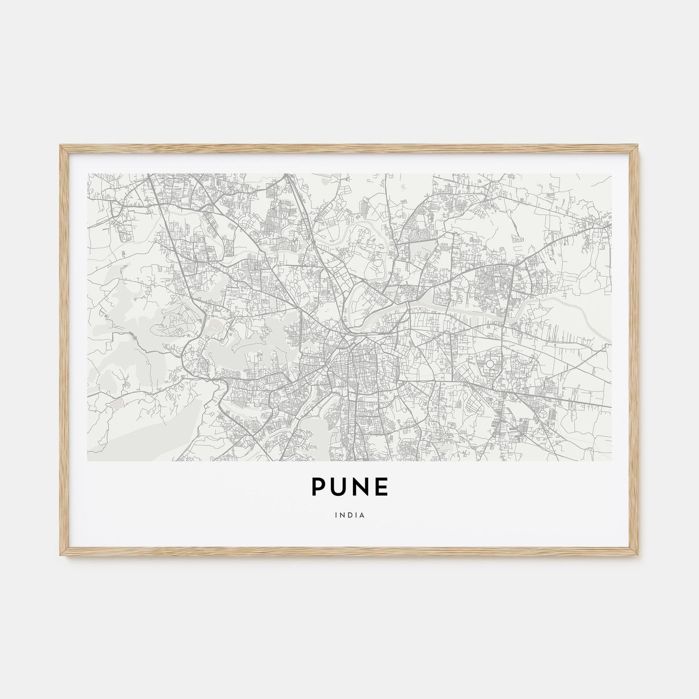 Pune Map Landscape Poster