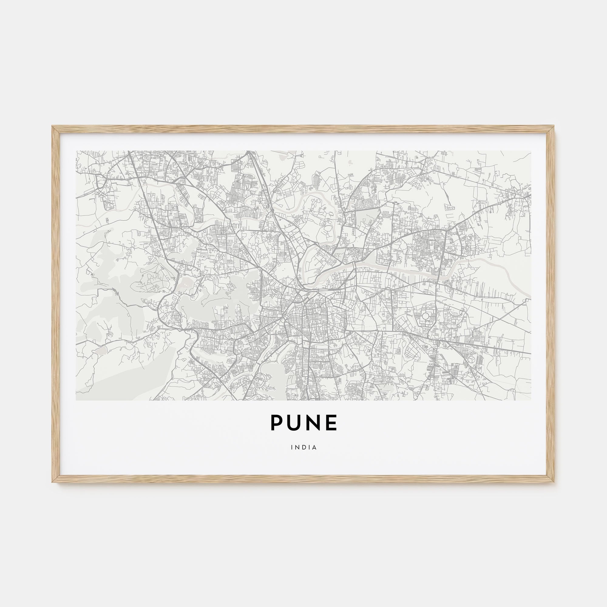 Pune Map Landscape Poster
