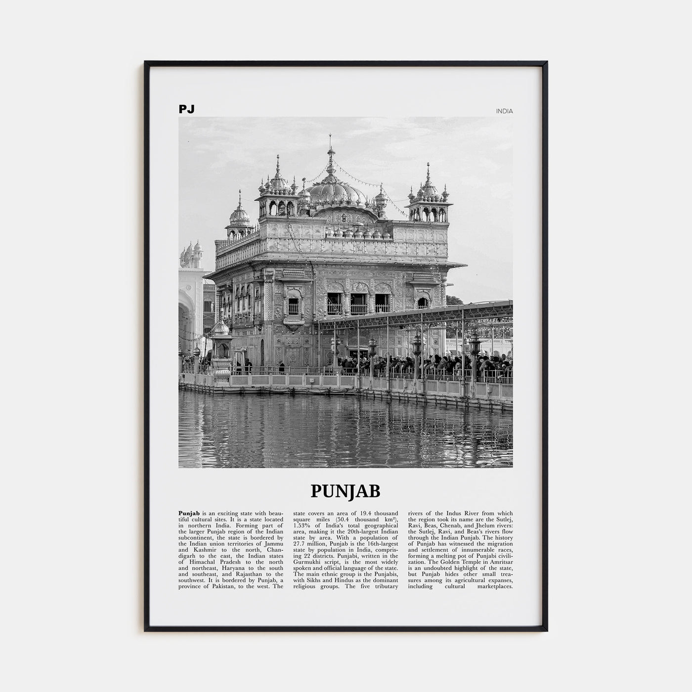 Punjab Travel B&W Poster