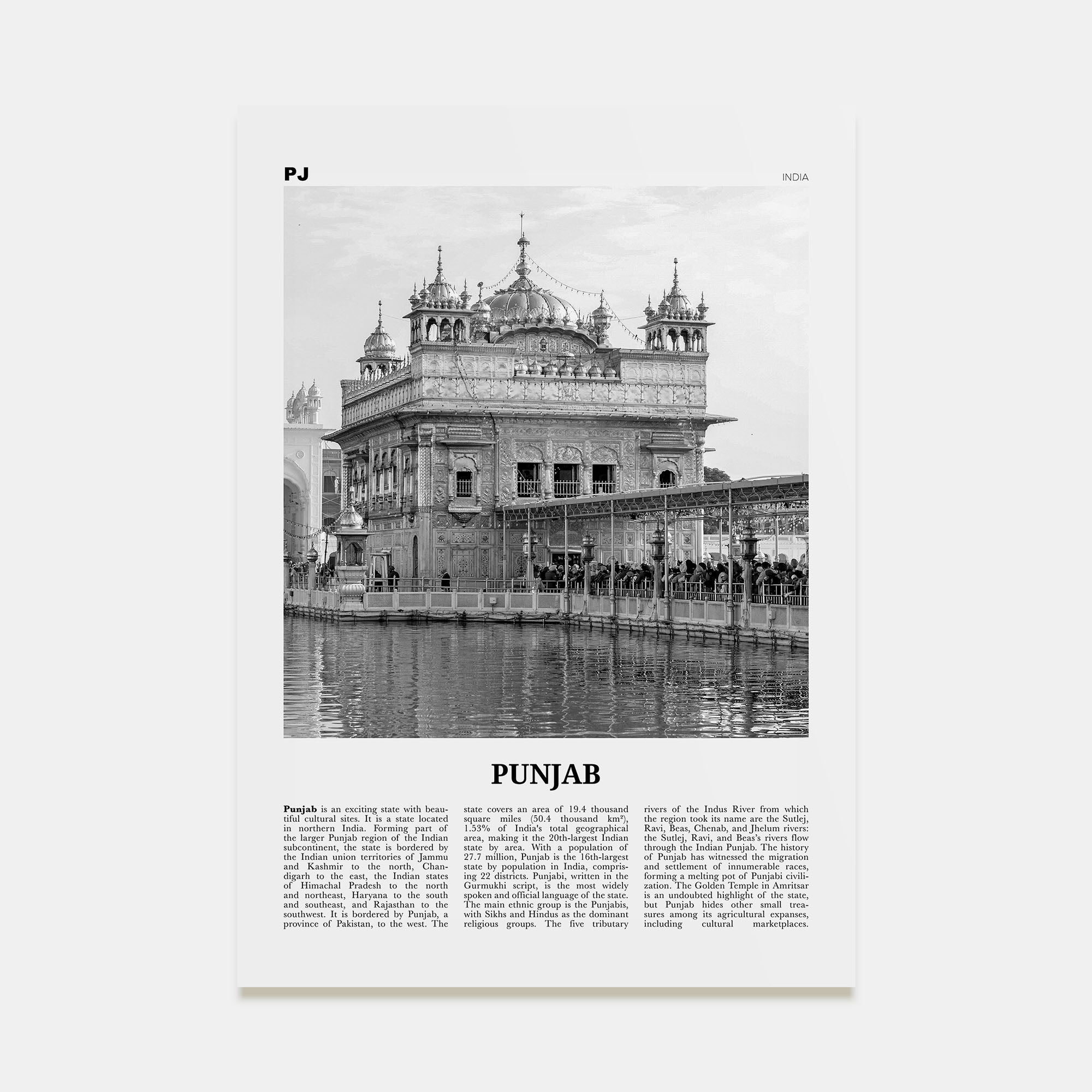 Punjab Travel B&W Poster