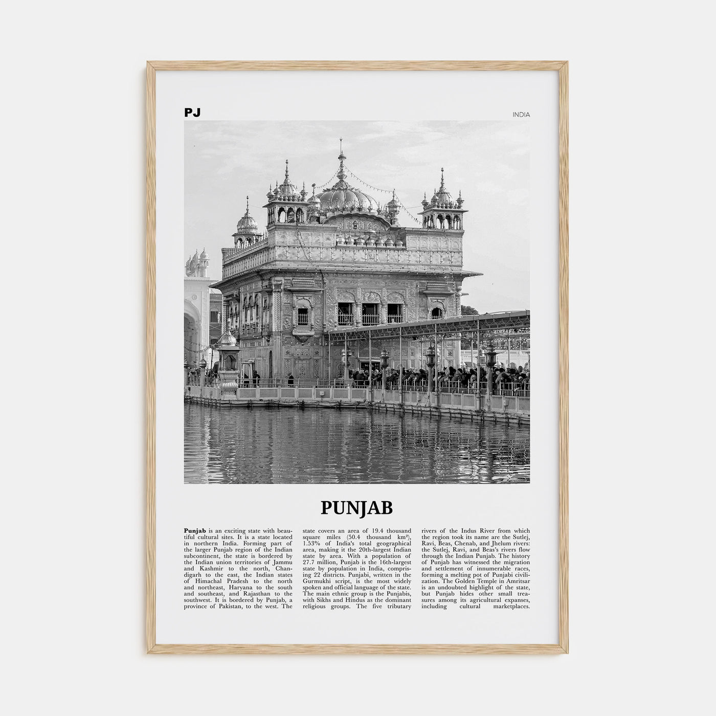 Punjab Travel B&W Poster