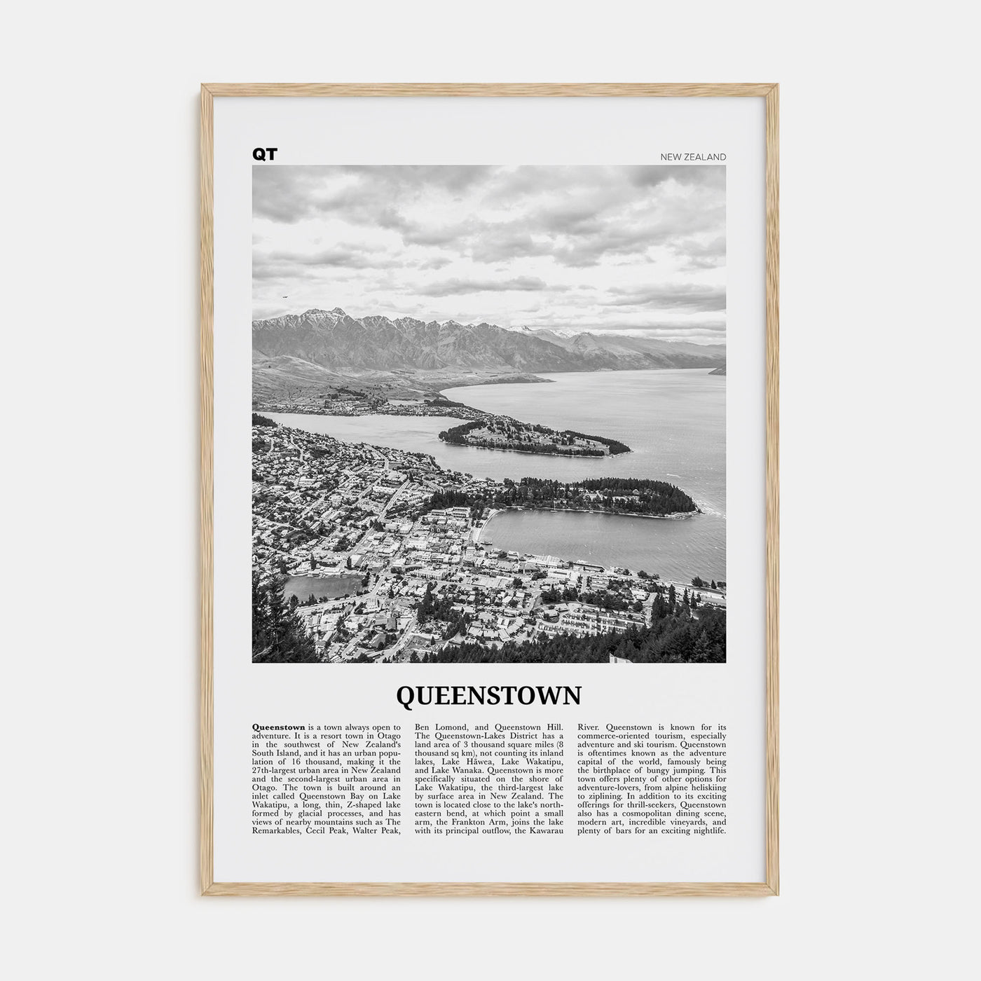 Queenstown Travel B&W Poster