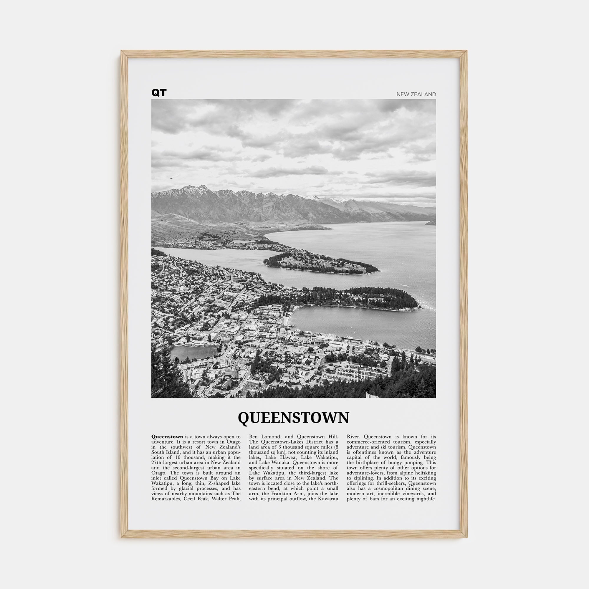 Queenstown Travel B&W Poster