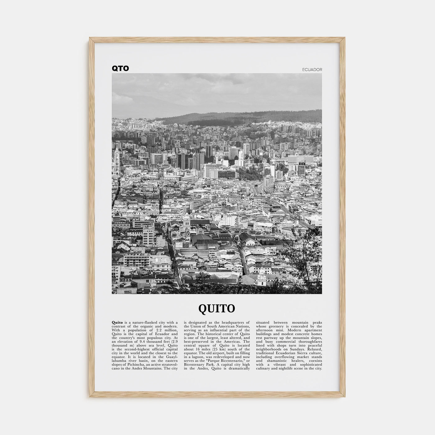 Quito Travel B&W Poster