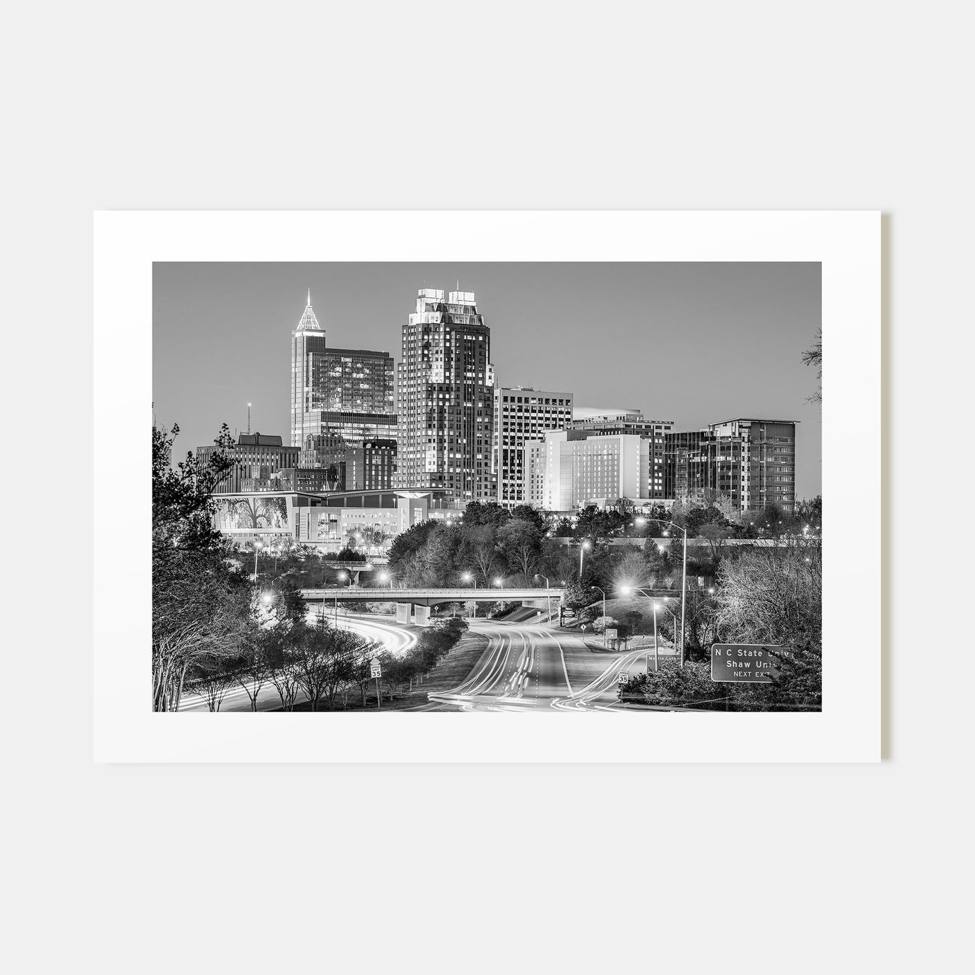 Raleigh Landscape B&W Poster