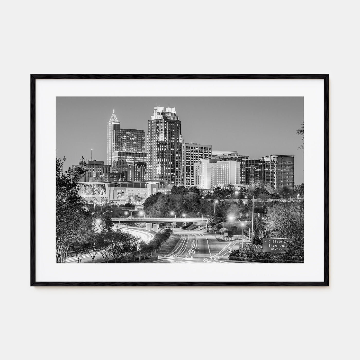 Raleigh Landscape B&W Poster