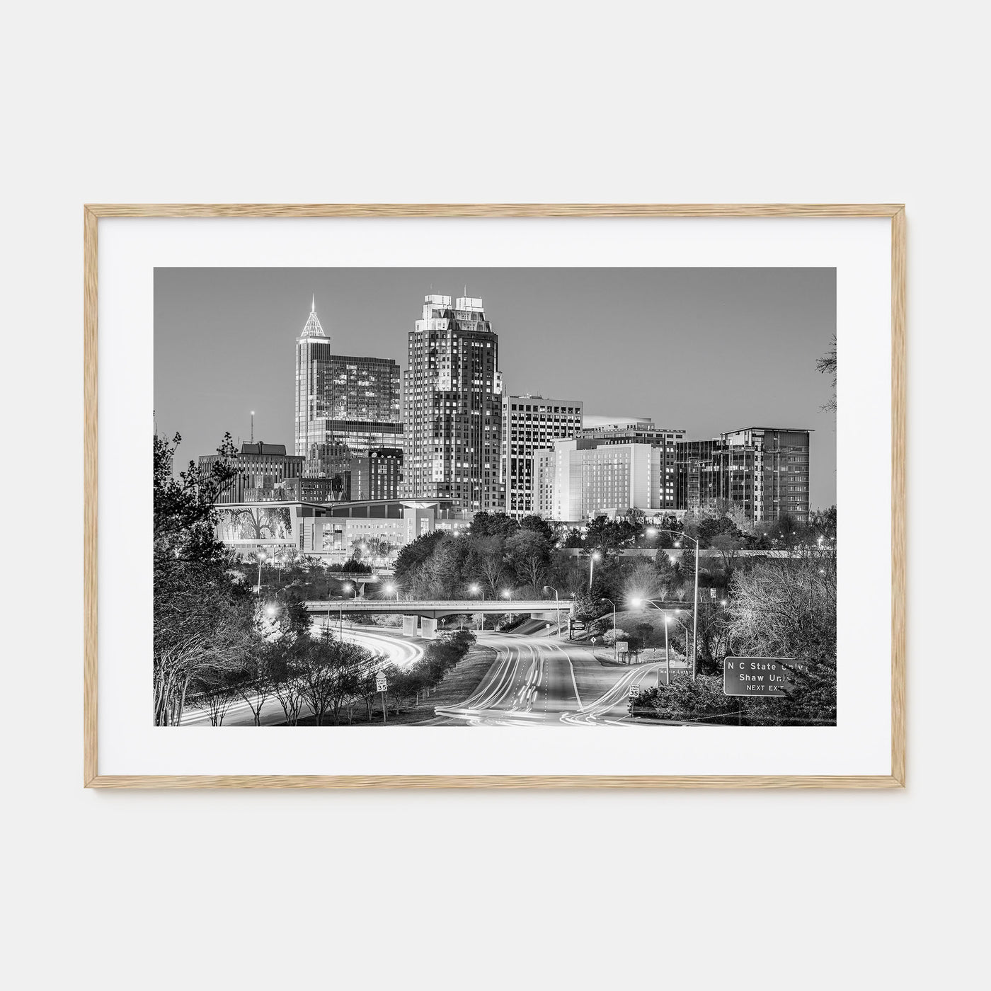 Raleigh Landscape B&W Poster