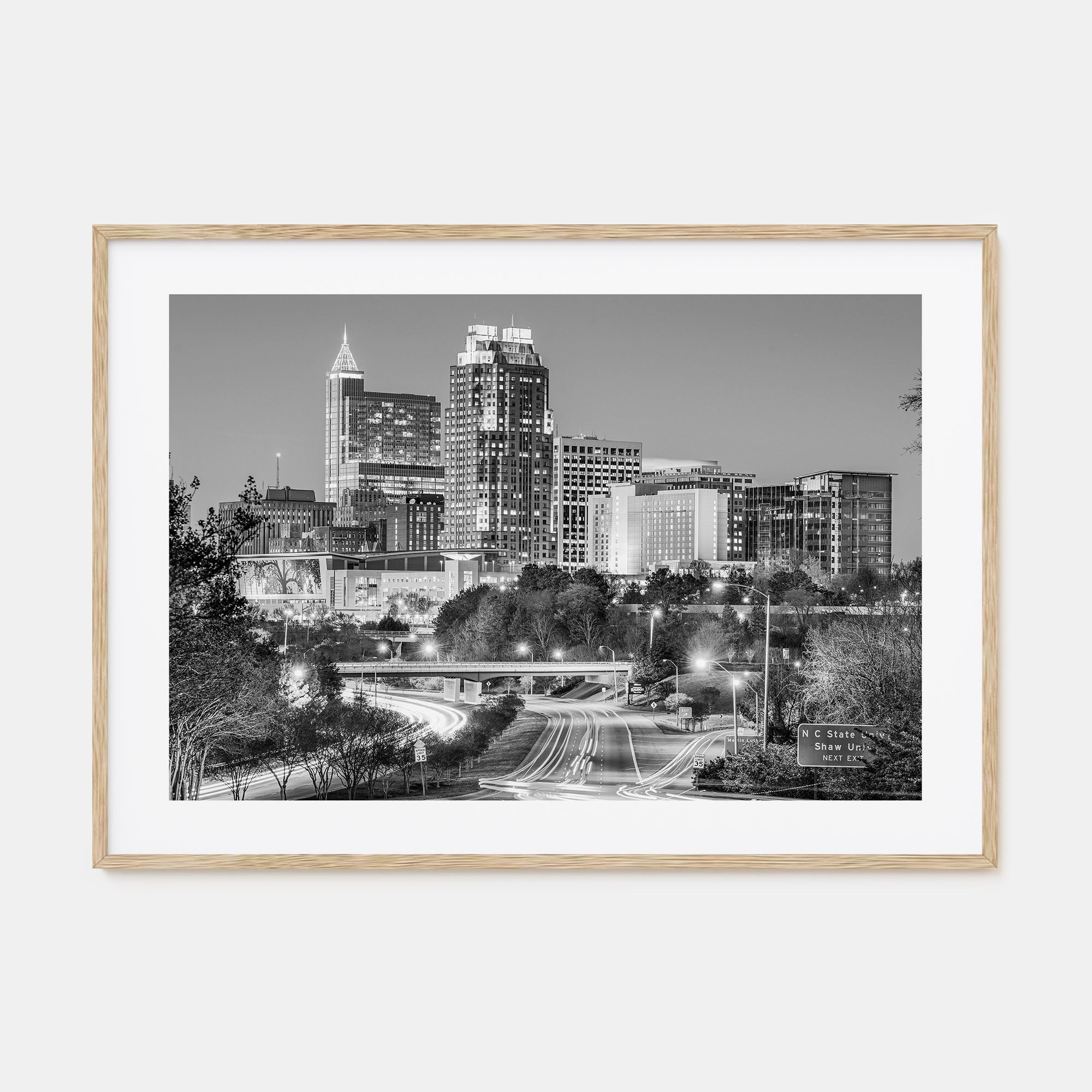 Raleigh Landscape B&W Poster