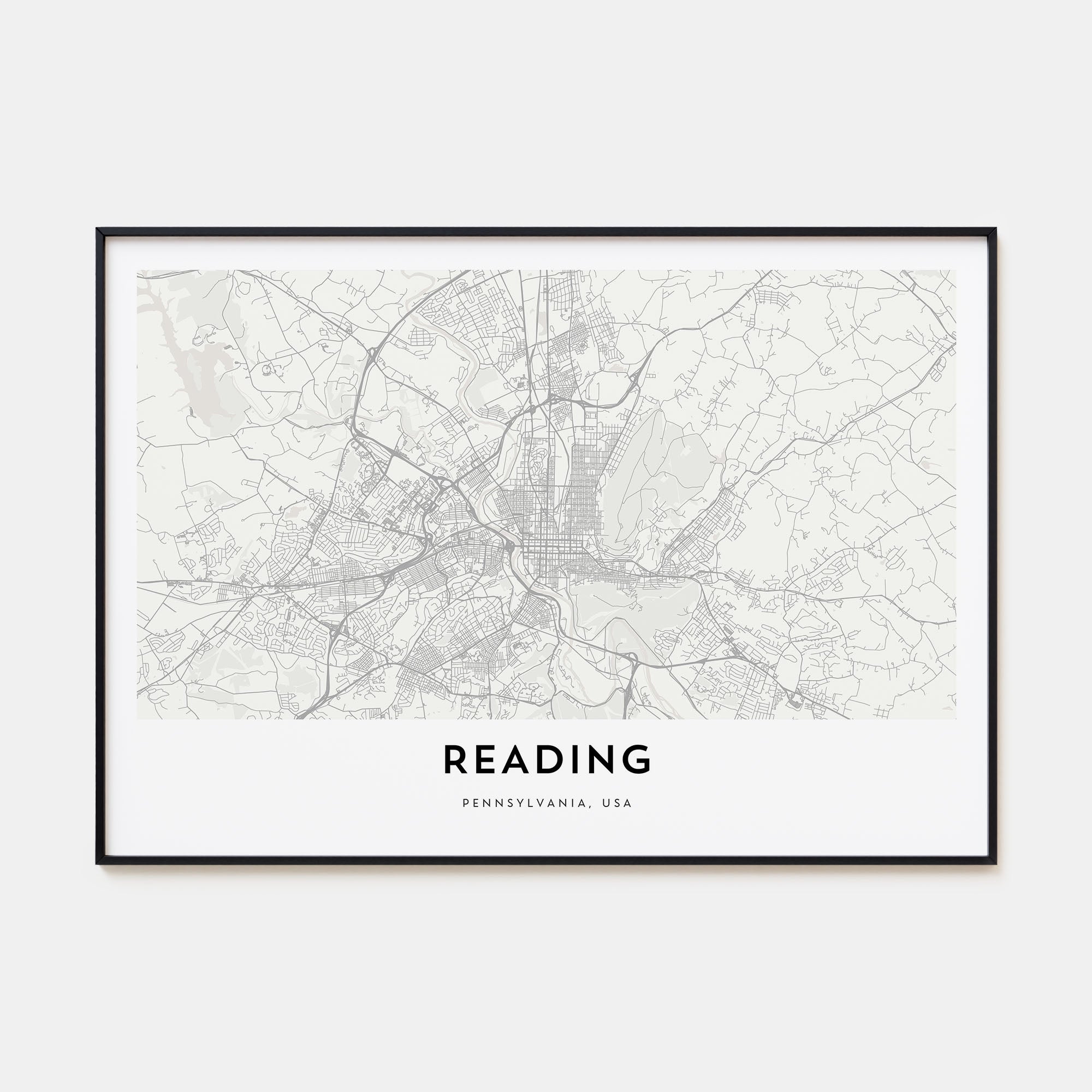 Reading, Pennsylvania Map Landscape Poster
