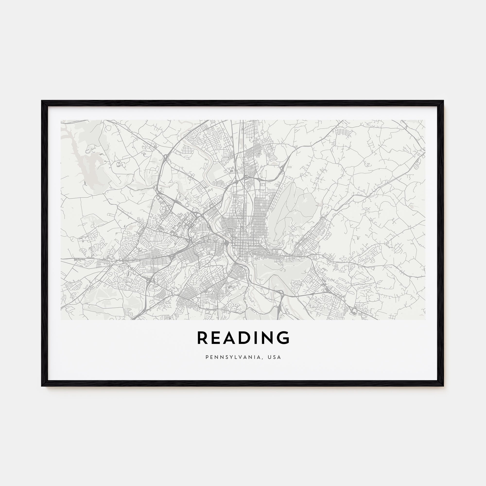 Reading, Pennsylvania Map Landscape Poster