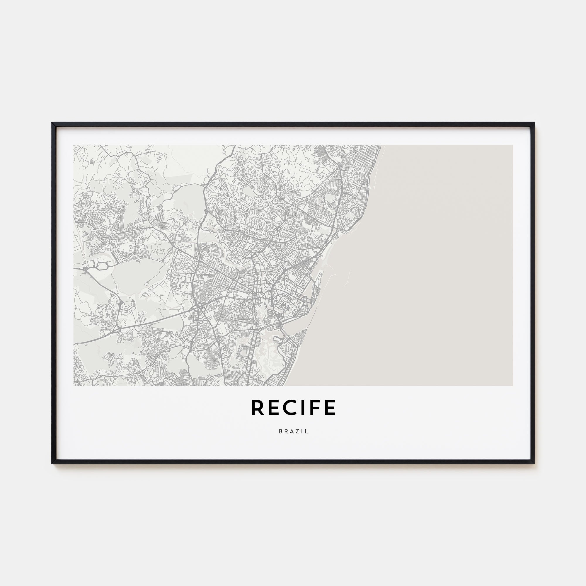 Recife Map Landscape Poster
