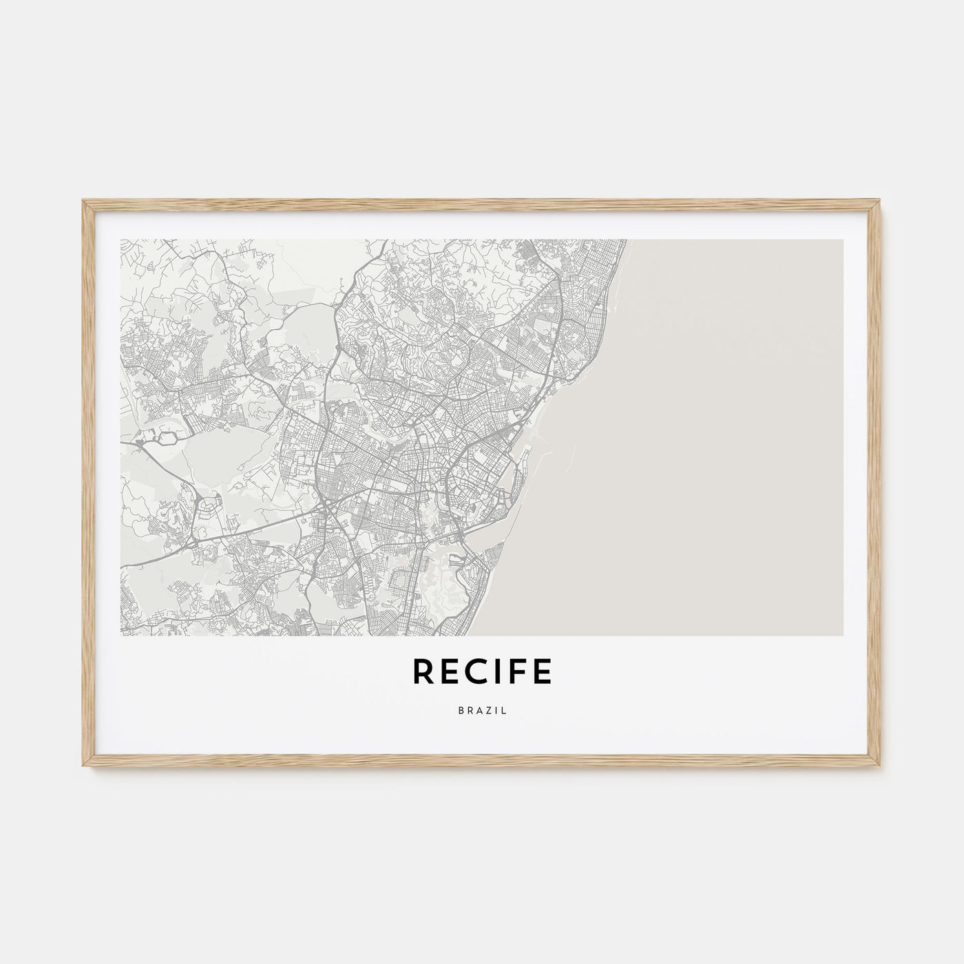 Recife Map Landscape Poster