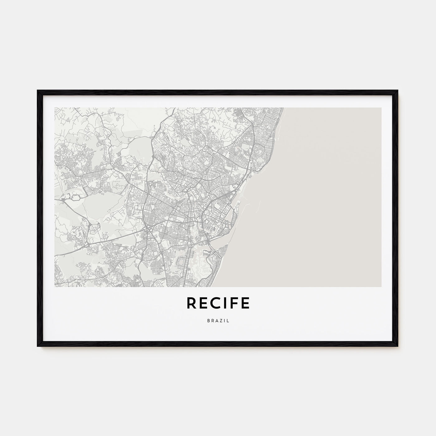 Recife Map Landscape Poster