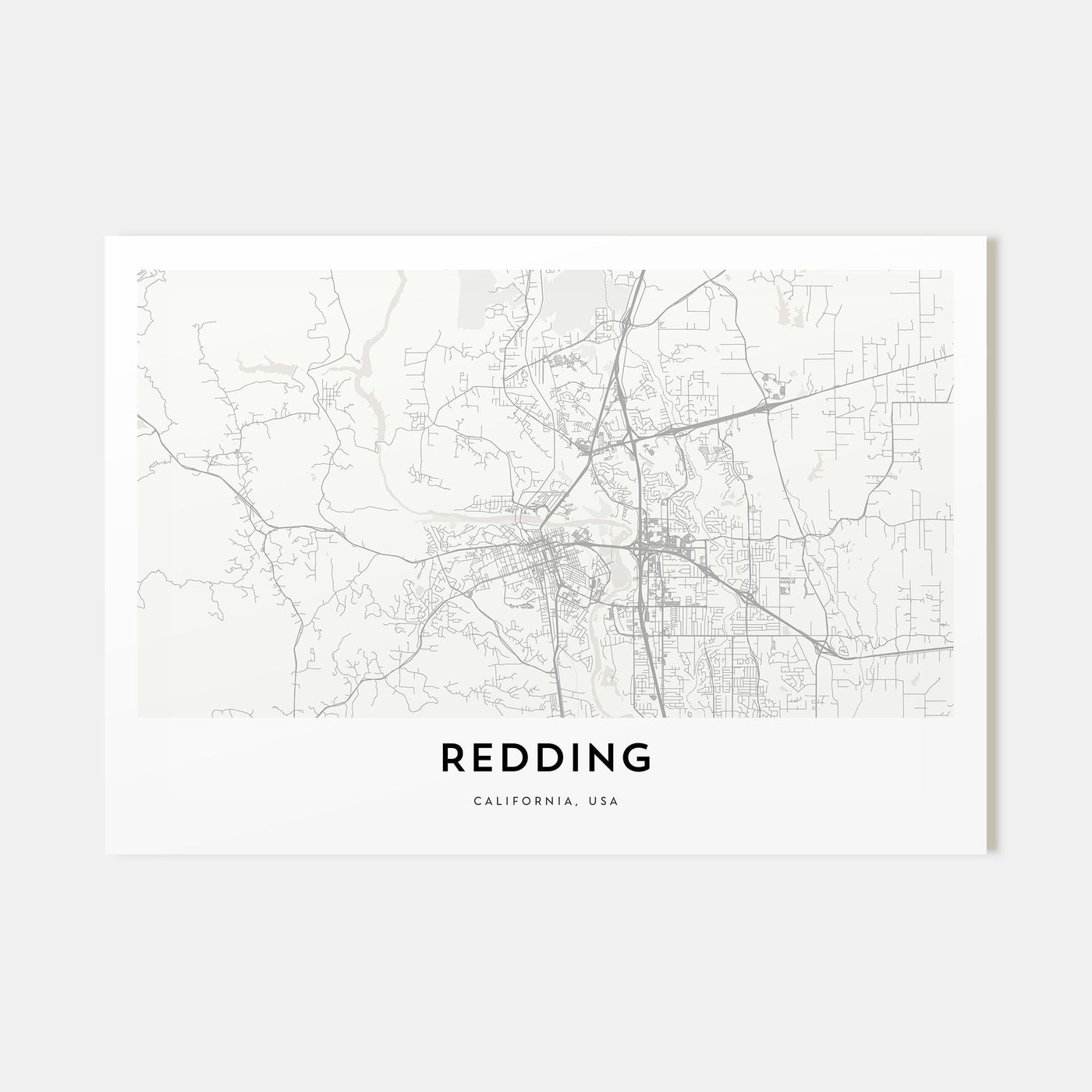 Redding Map Landscape Poster