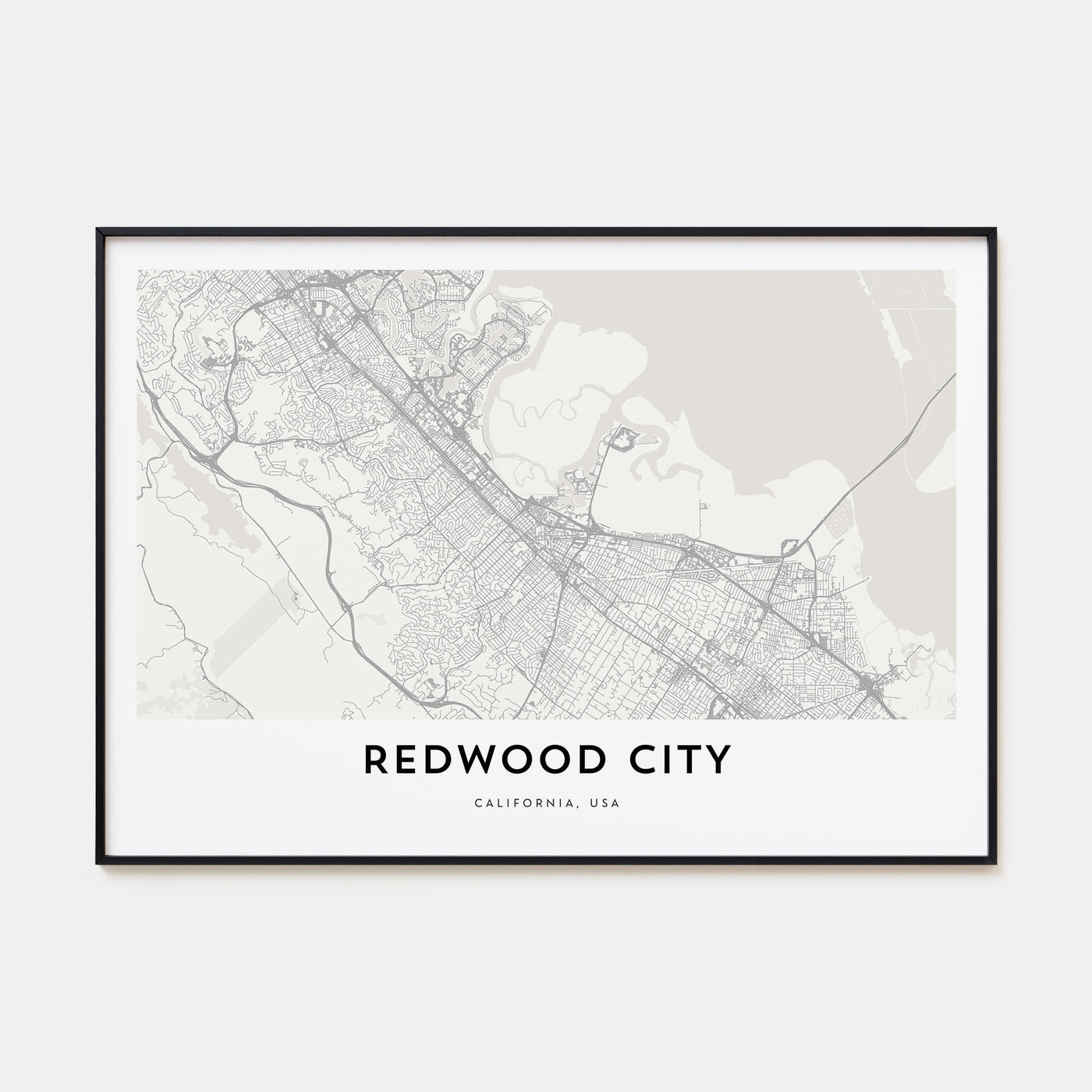 Redwood City Map Landscape Poster