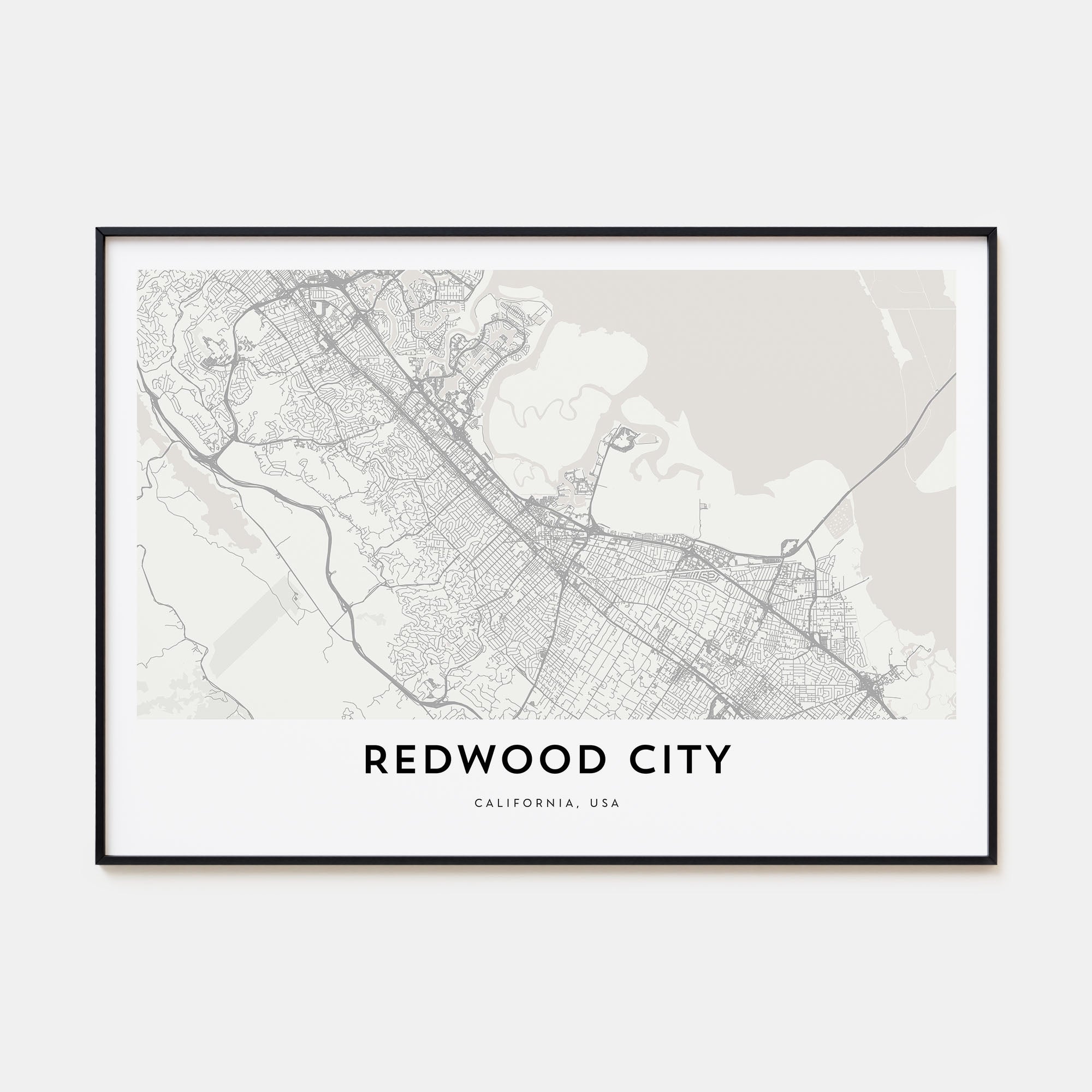 Redwood City Map Landscape Poster