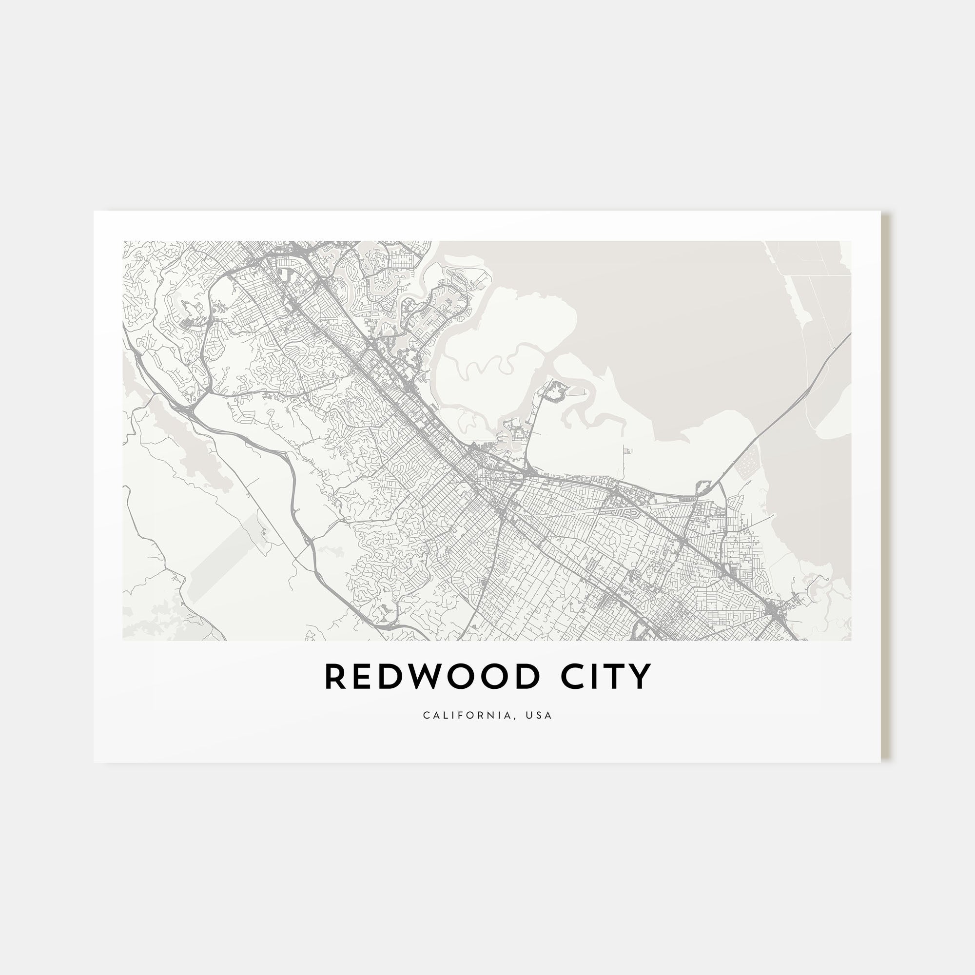 Redwood City Map Landscape Poster