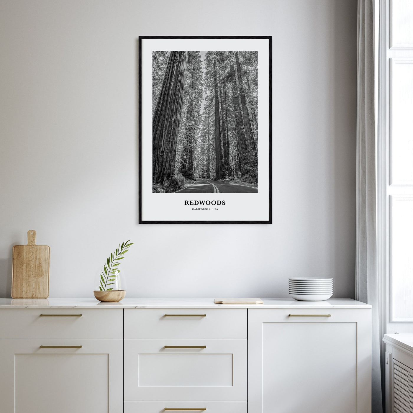 Redwoods Portrait B&W Poster