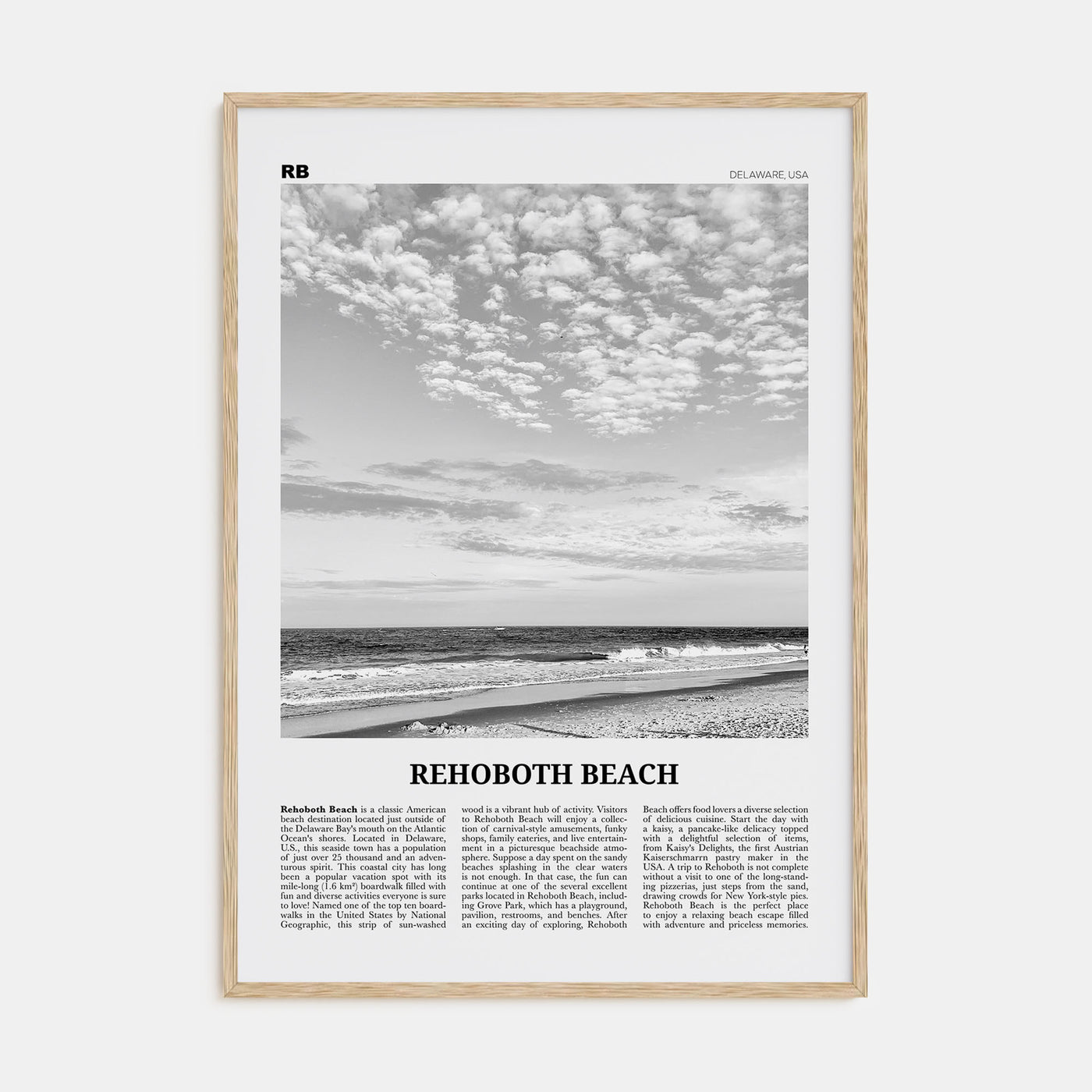 Rehoboth Beach Travel B&W Poster