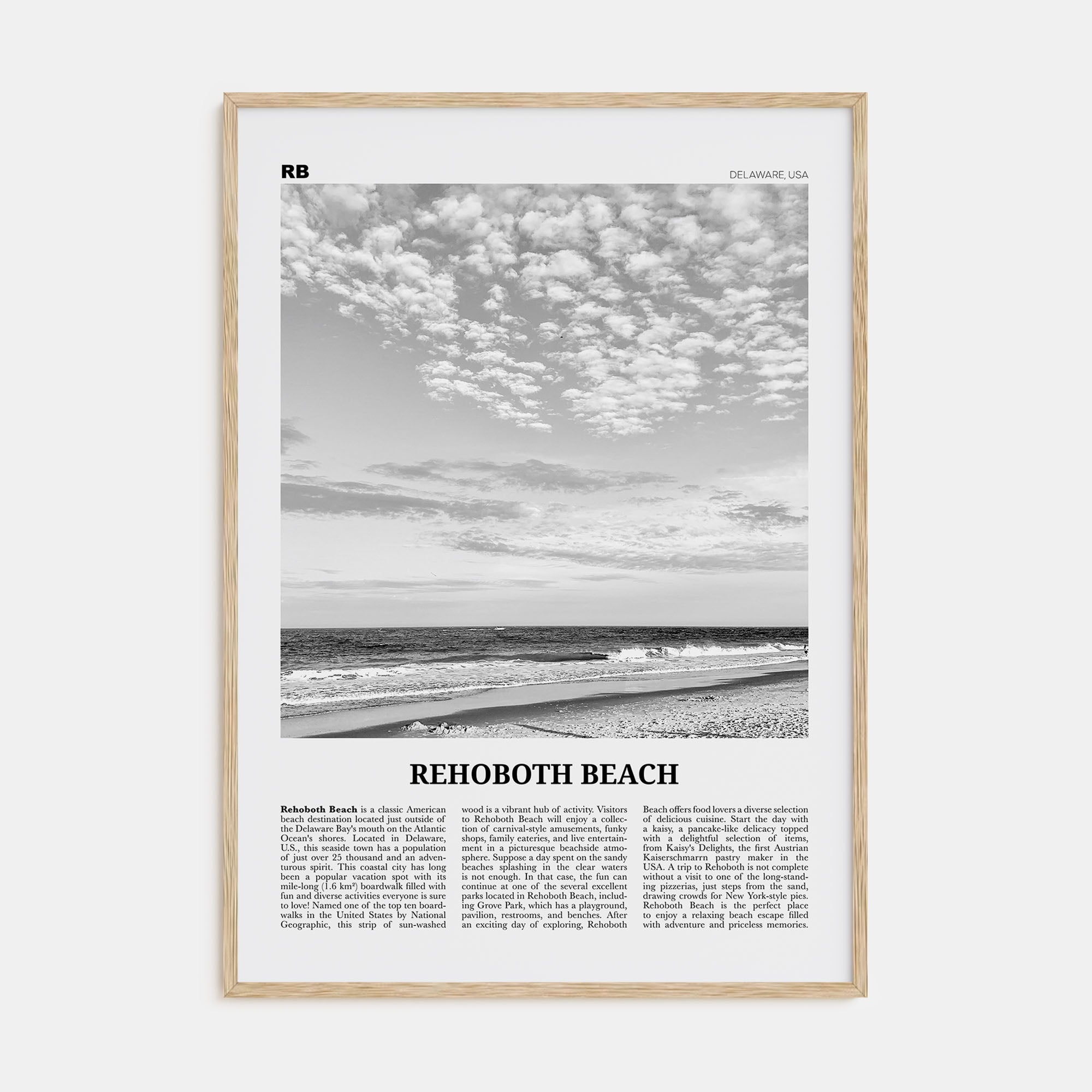 Rehoboth Beach Travel B&W Poster