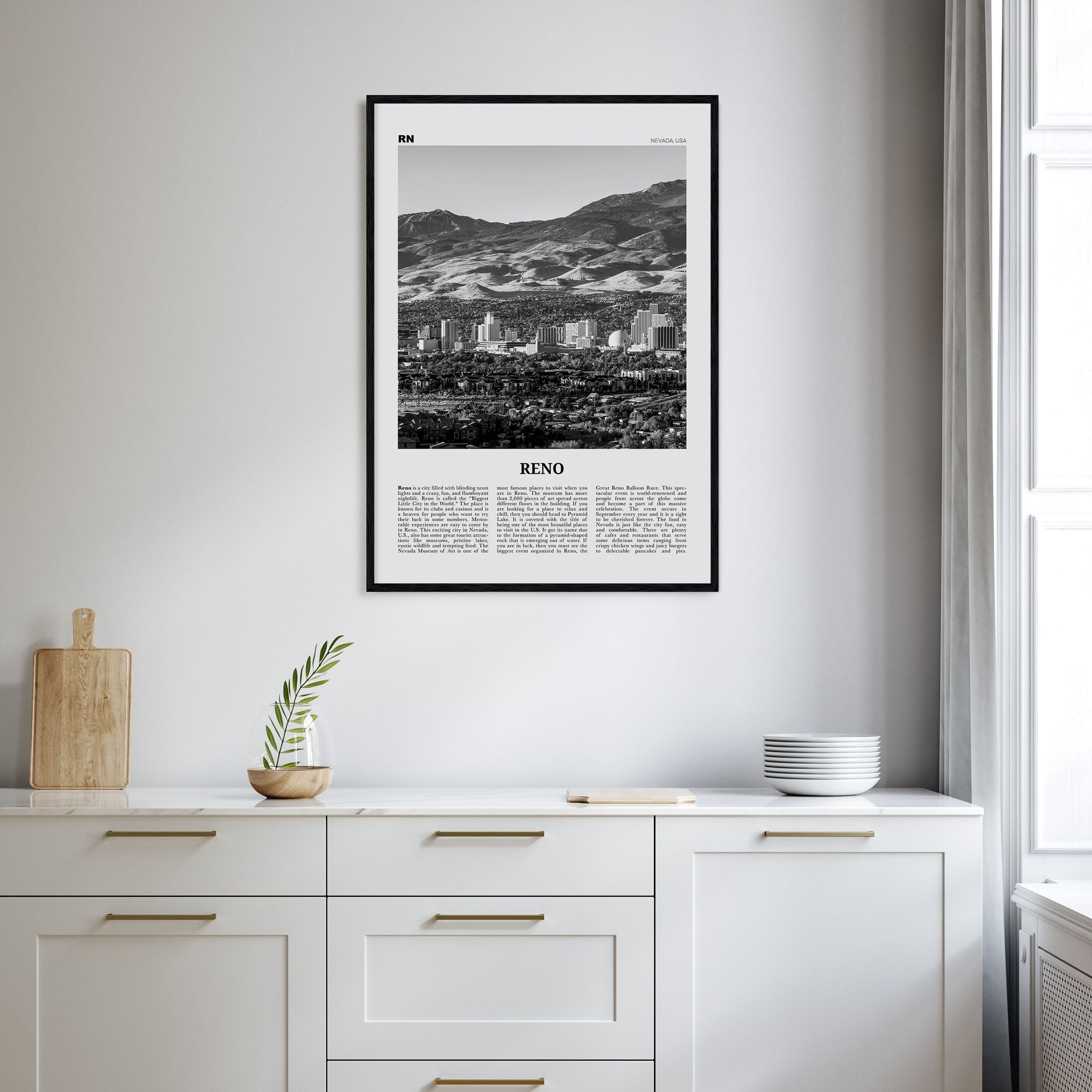 Reno Travel B&W Poster