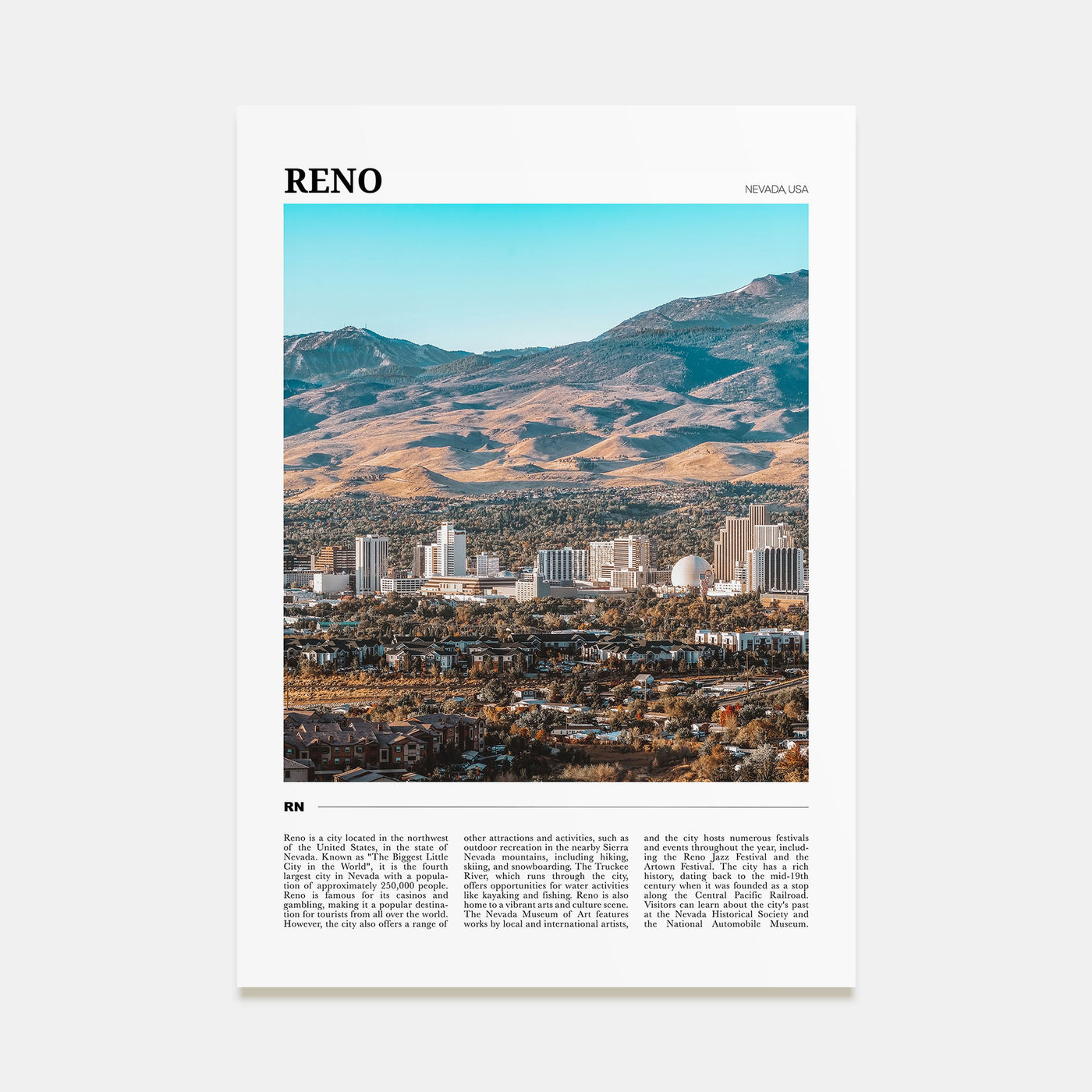 Reno Travel Color Poster