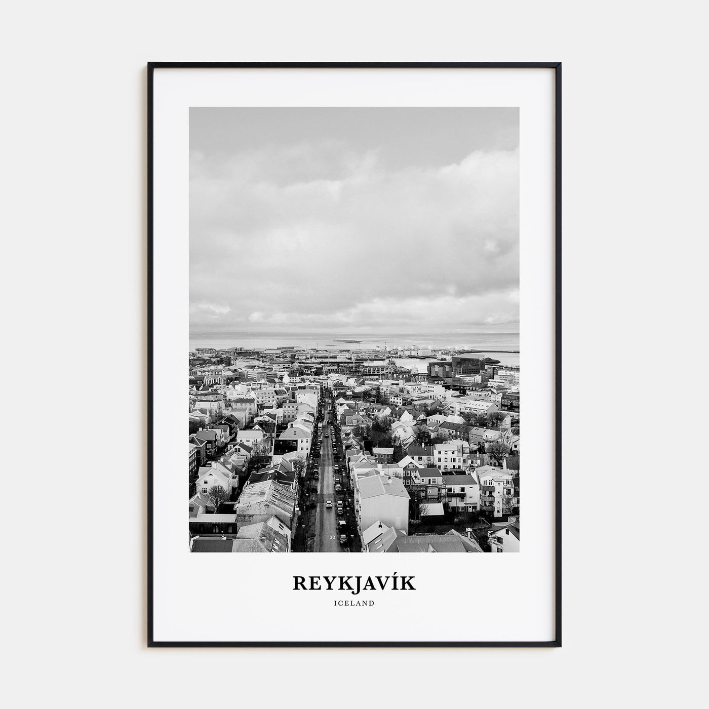 Reykjavík Portrait B&W Poster