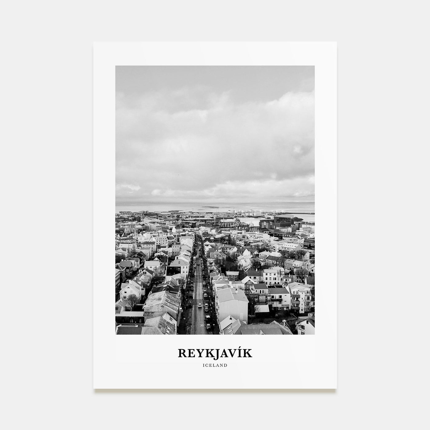 Reykjavík Portrait B&W Poster