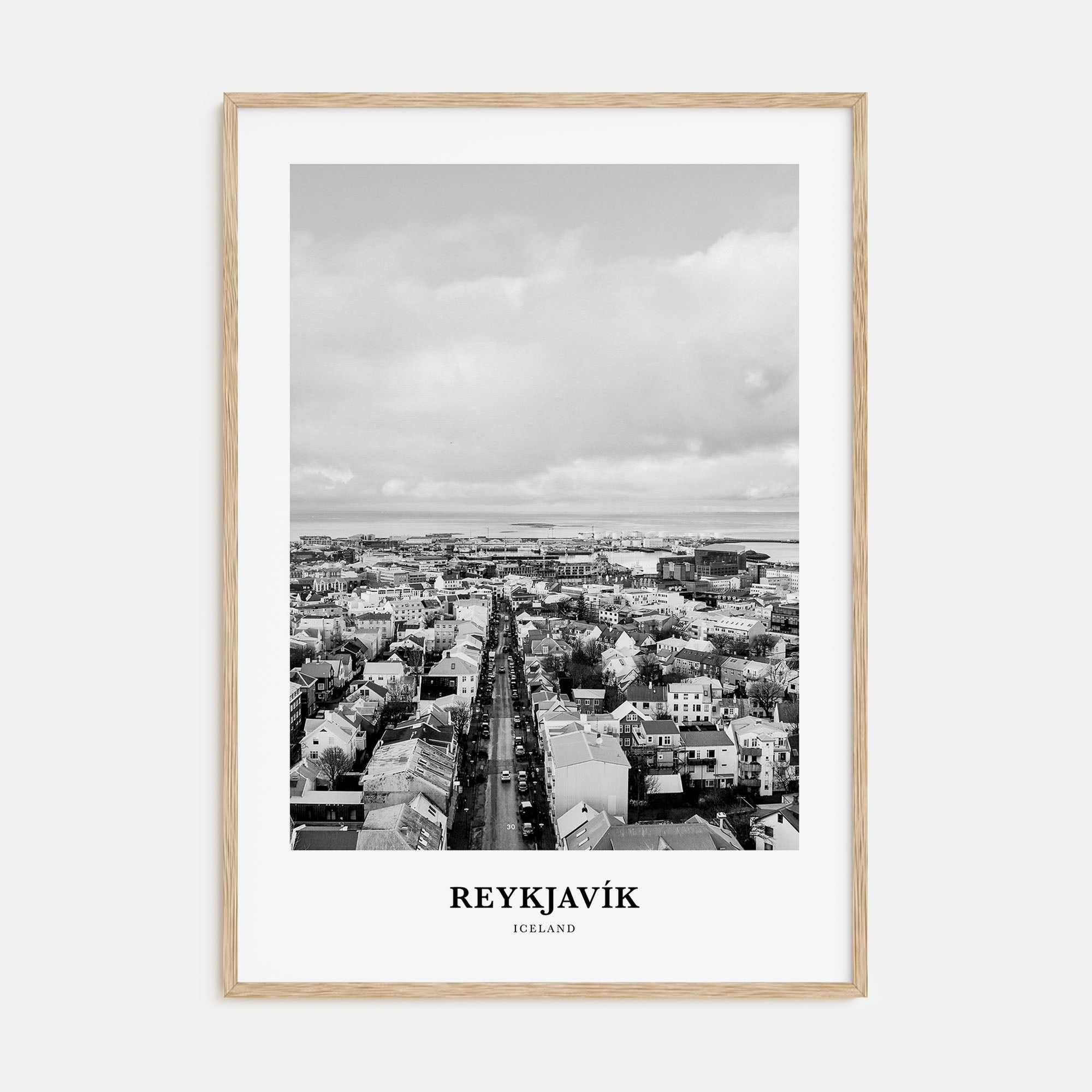 Reykjavík Portrait B&W Poster