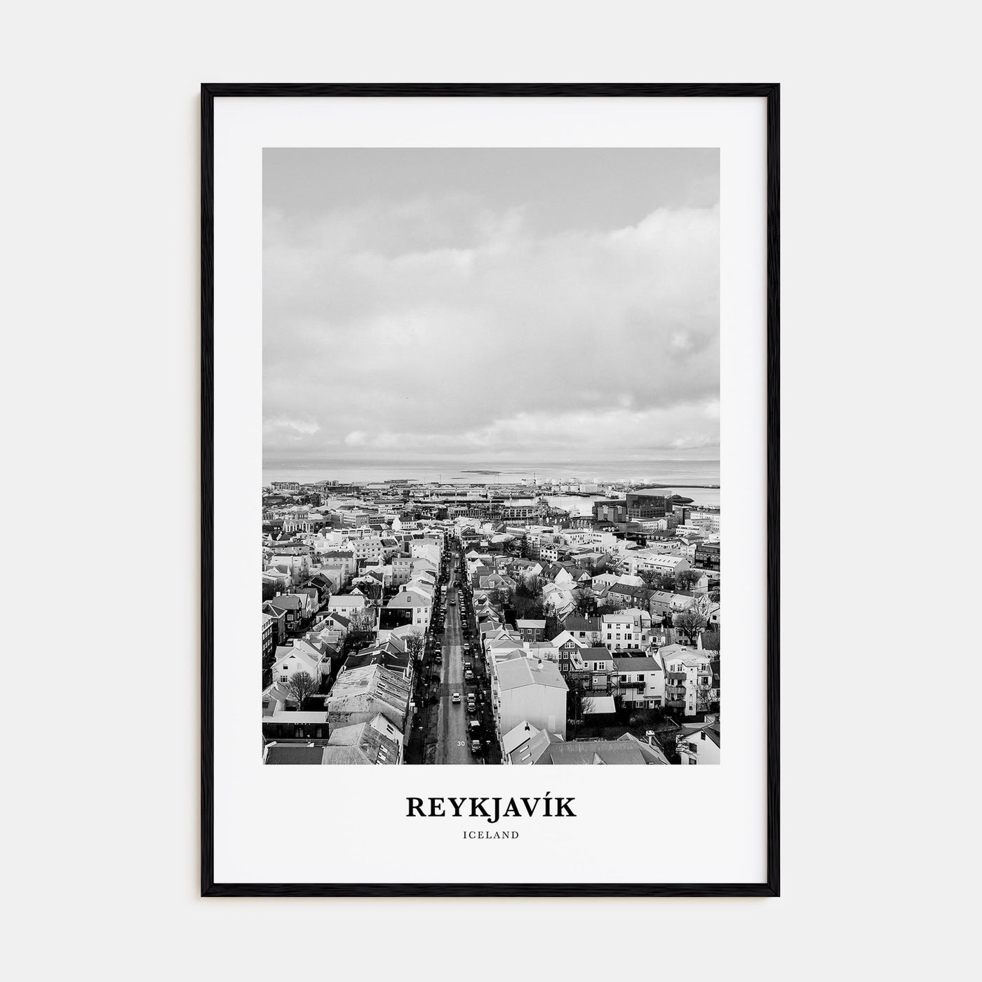 Reykjavík Portrait B&W Poster