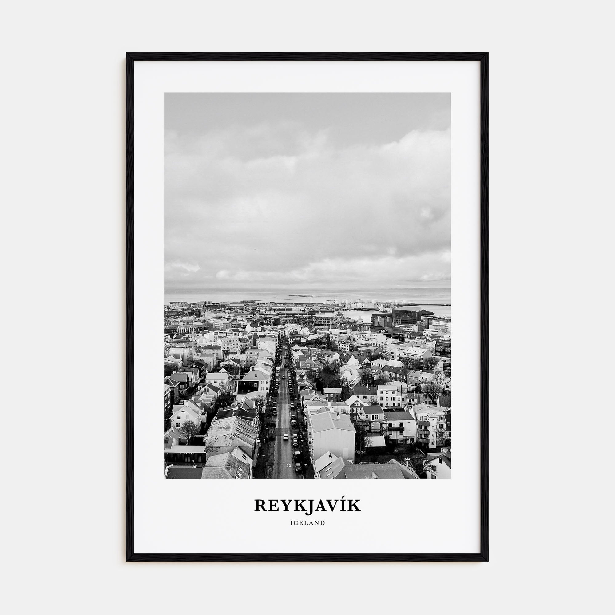 Reykjavík Portrait B&W Poster