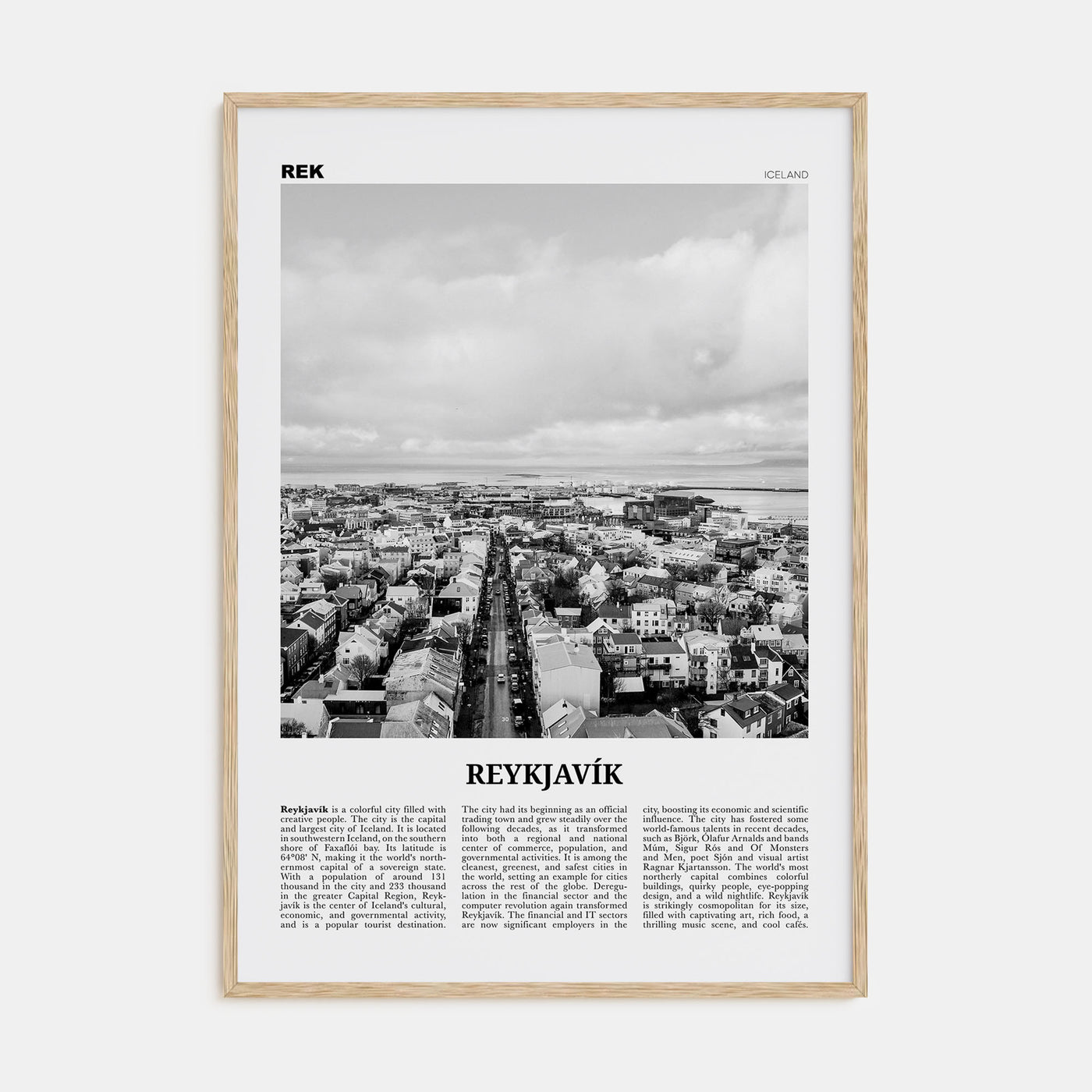 Reykjavík Travel B&W Poster