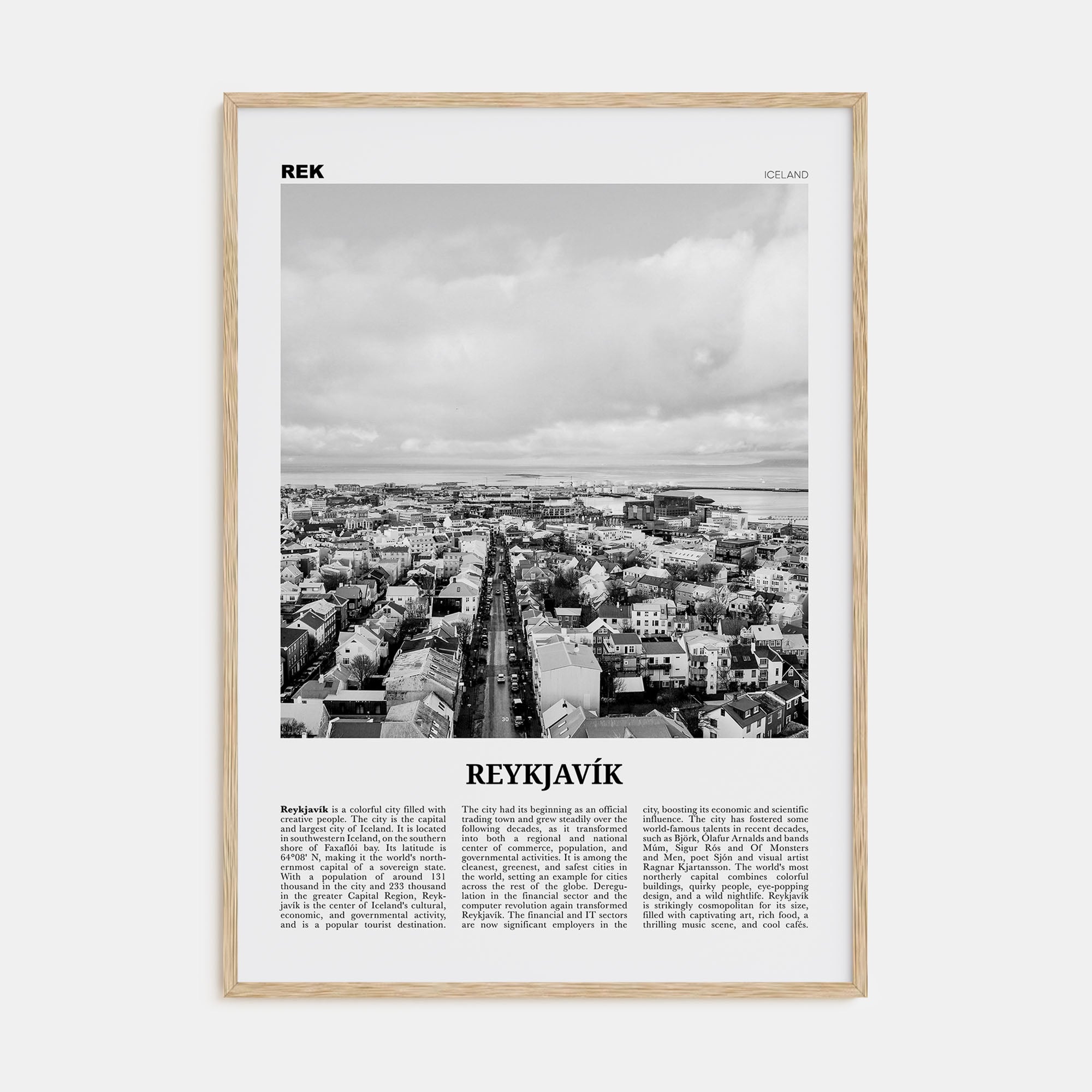 Reykjavík Travel B&W Poster