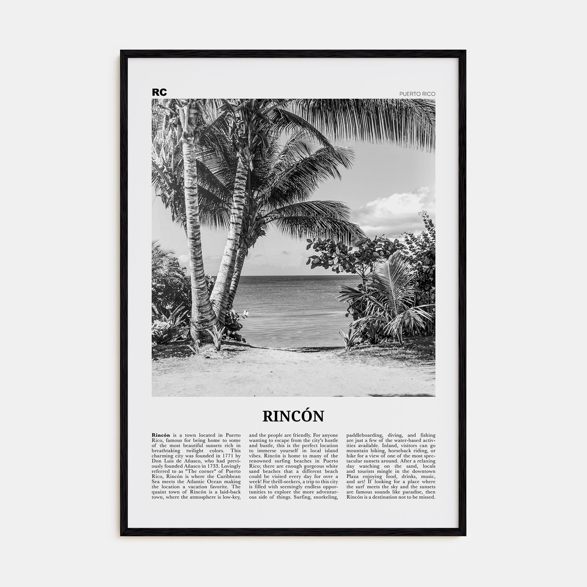 Rincón Travel B&W Poster