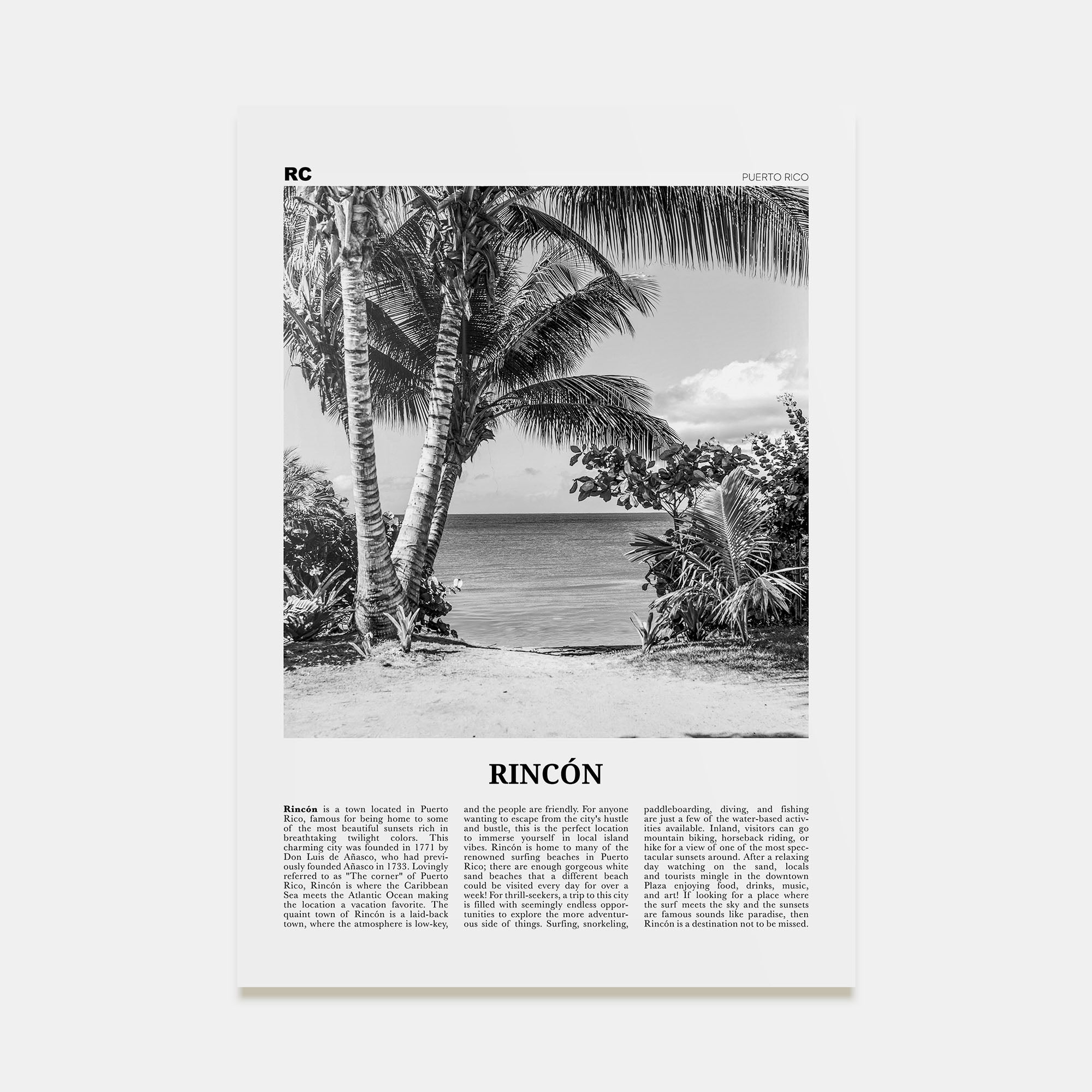 Rincón Travel B&W Poster