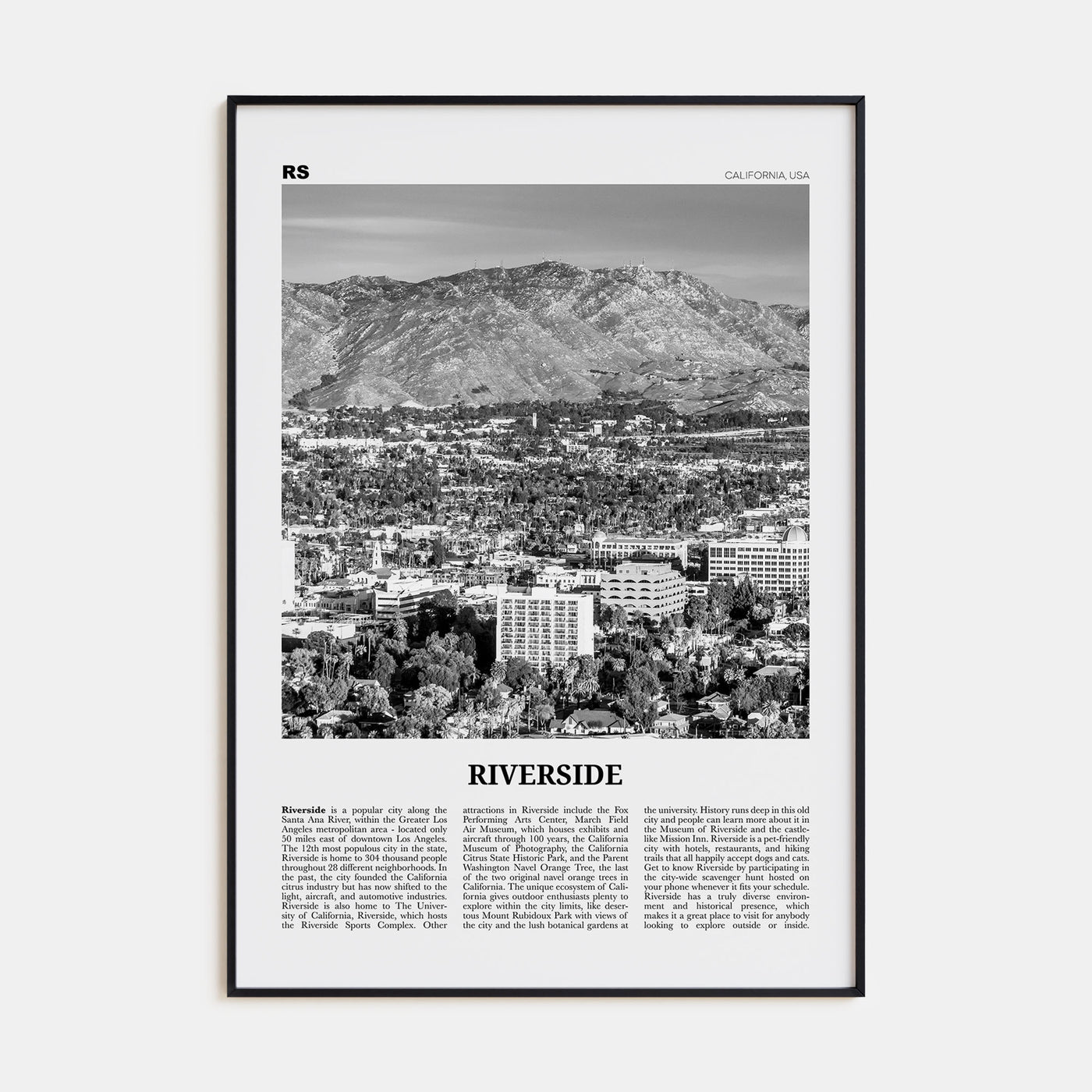 Riverside Travel B&W Poster
