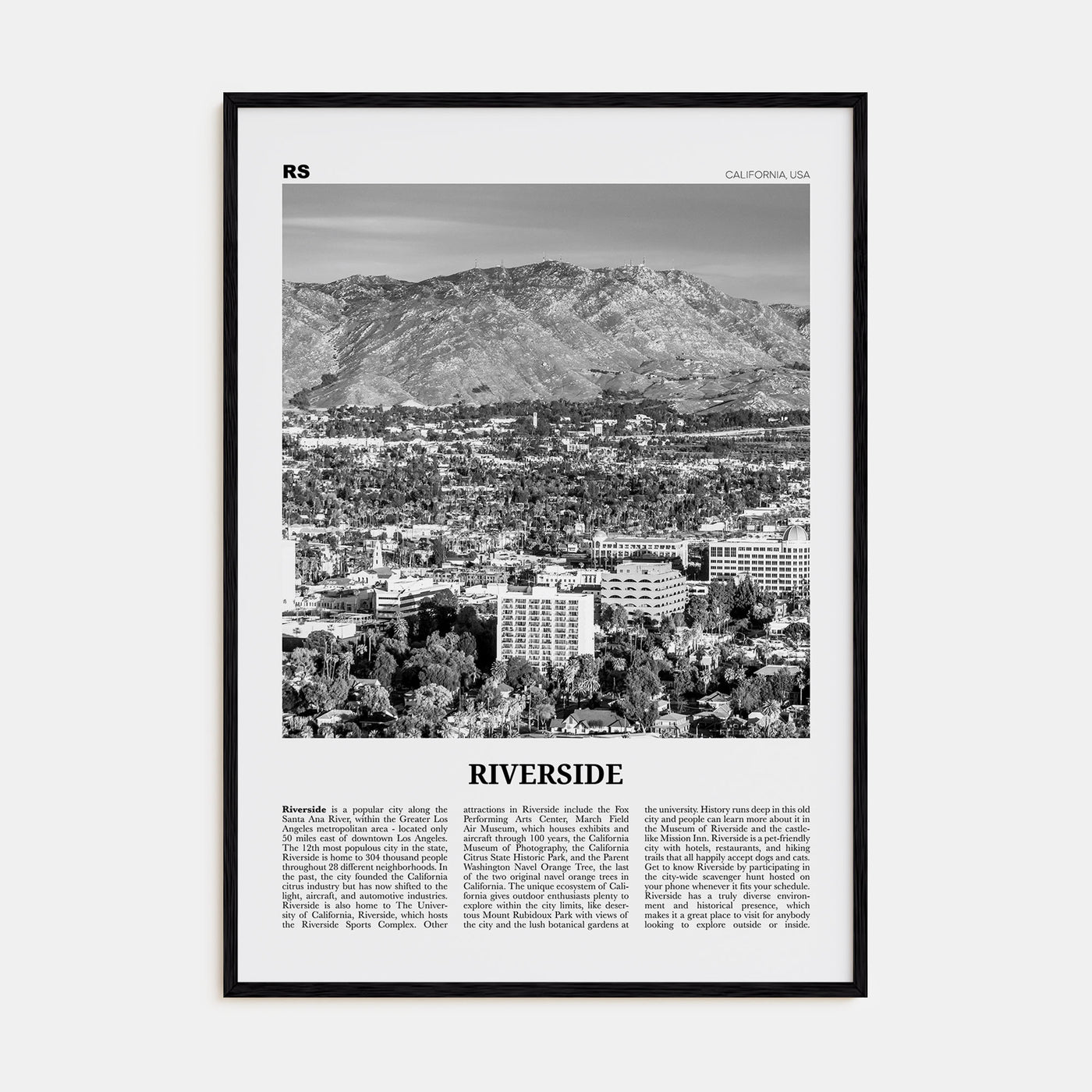 Riverside Travel B&W Poster