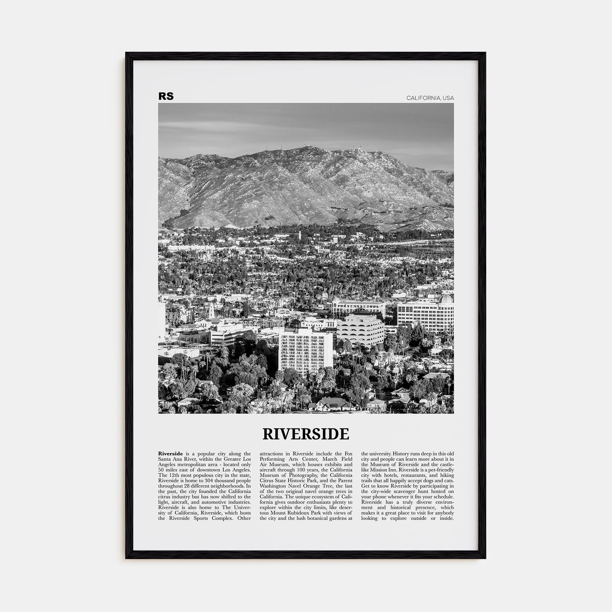 Riverside Travel B&W Poster