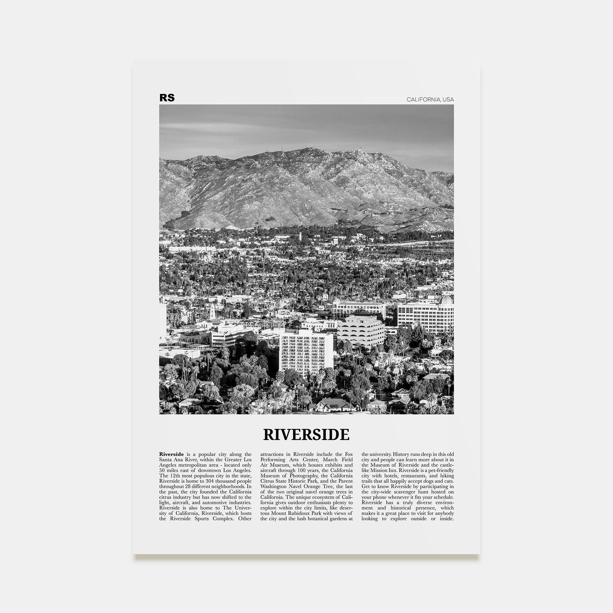 Riverside Travel B&W Poster
