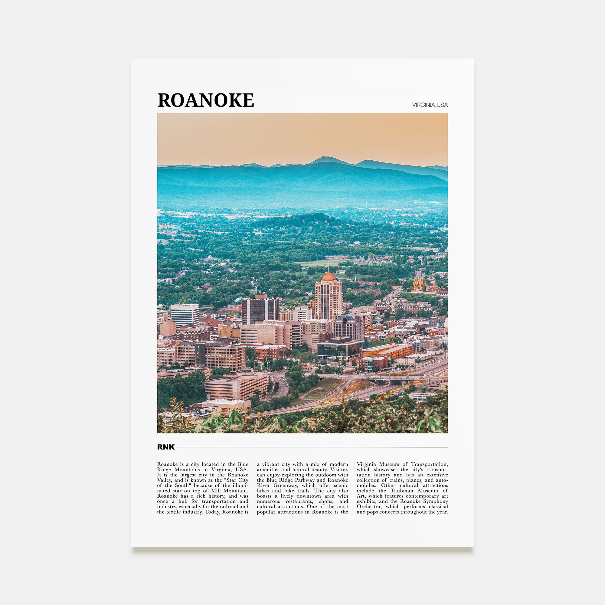 Roanoke Travel Color Poster