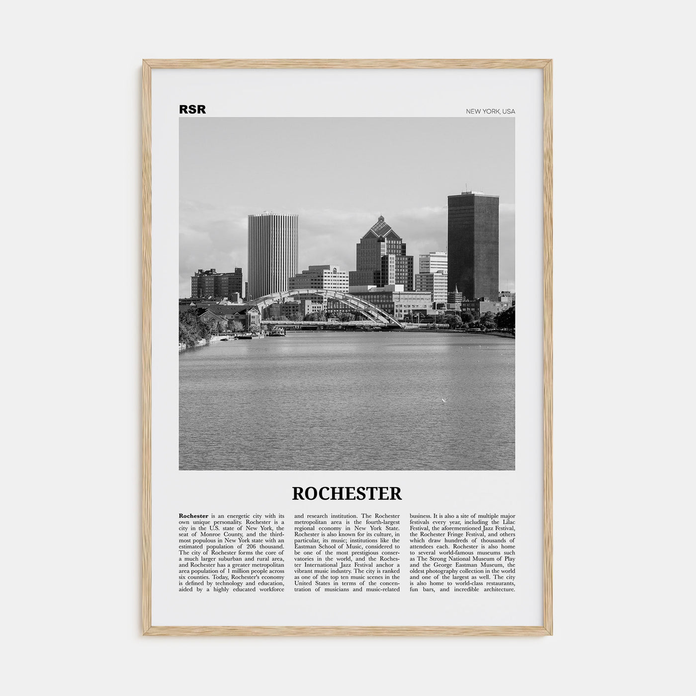 Rochester, New York Travel B&W Poster