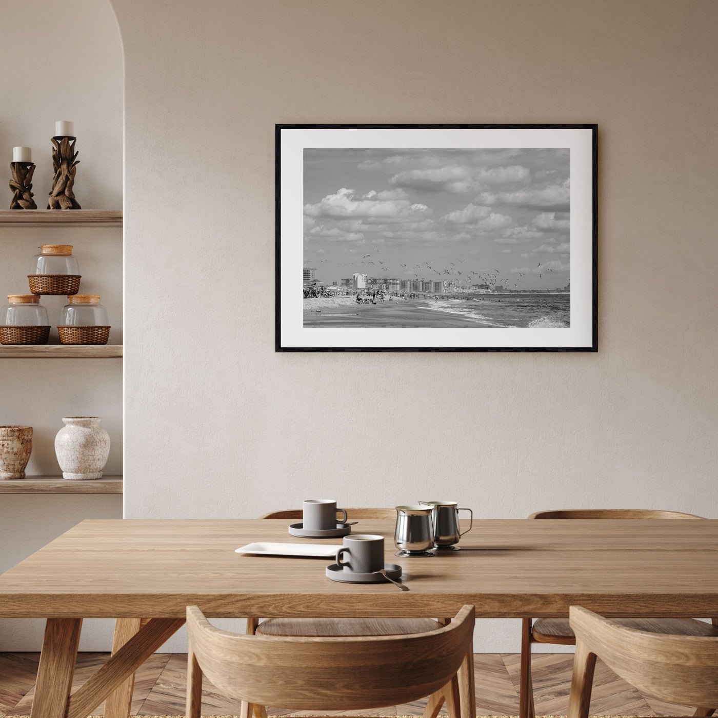 Rockaway Beach Landscape B&W Poster