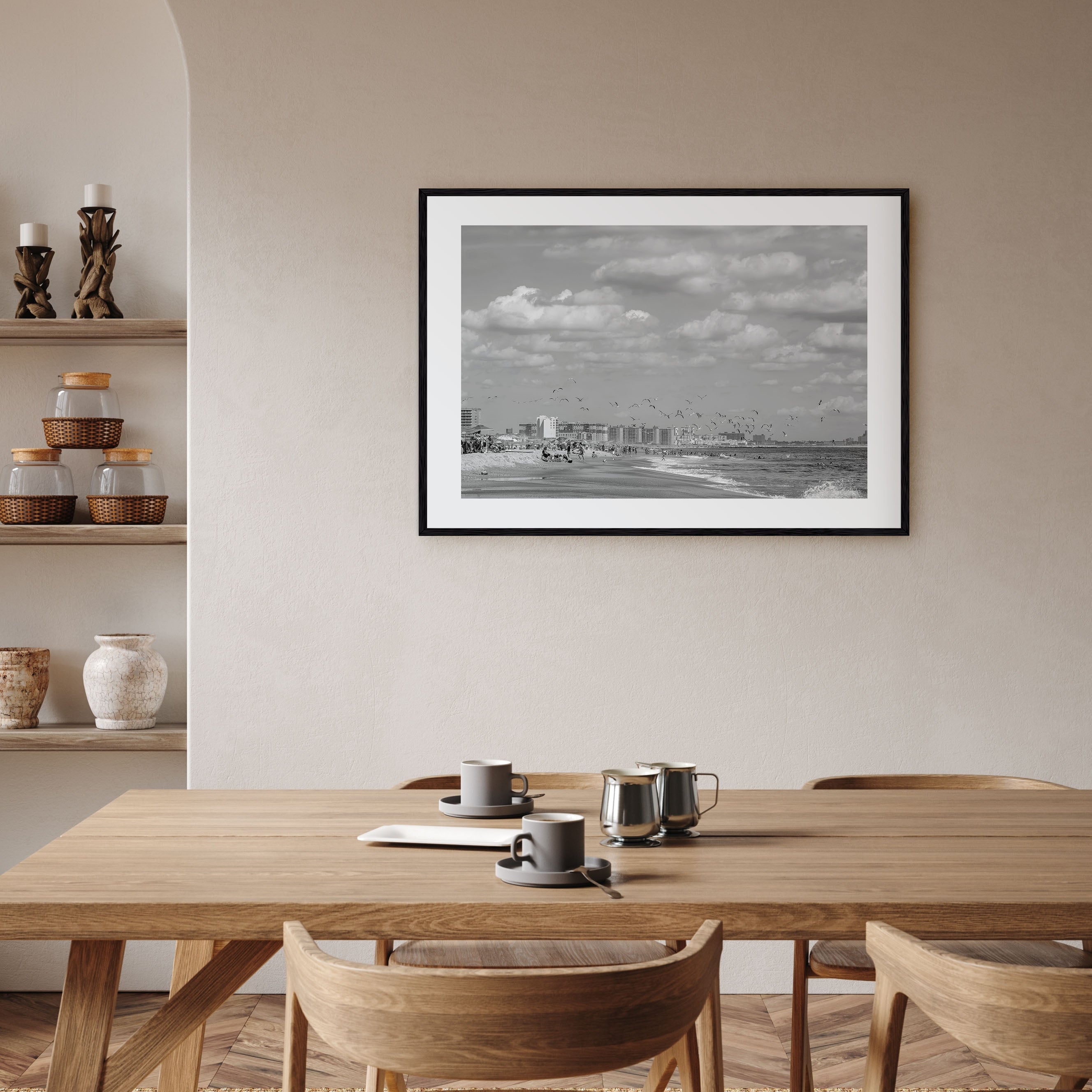 Rockaway Beach Landscape B&W Poster