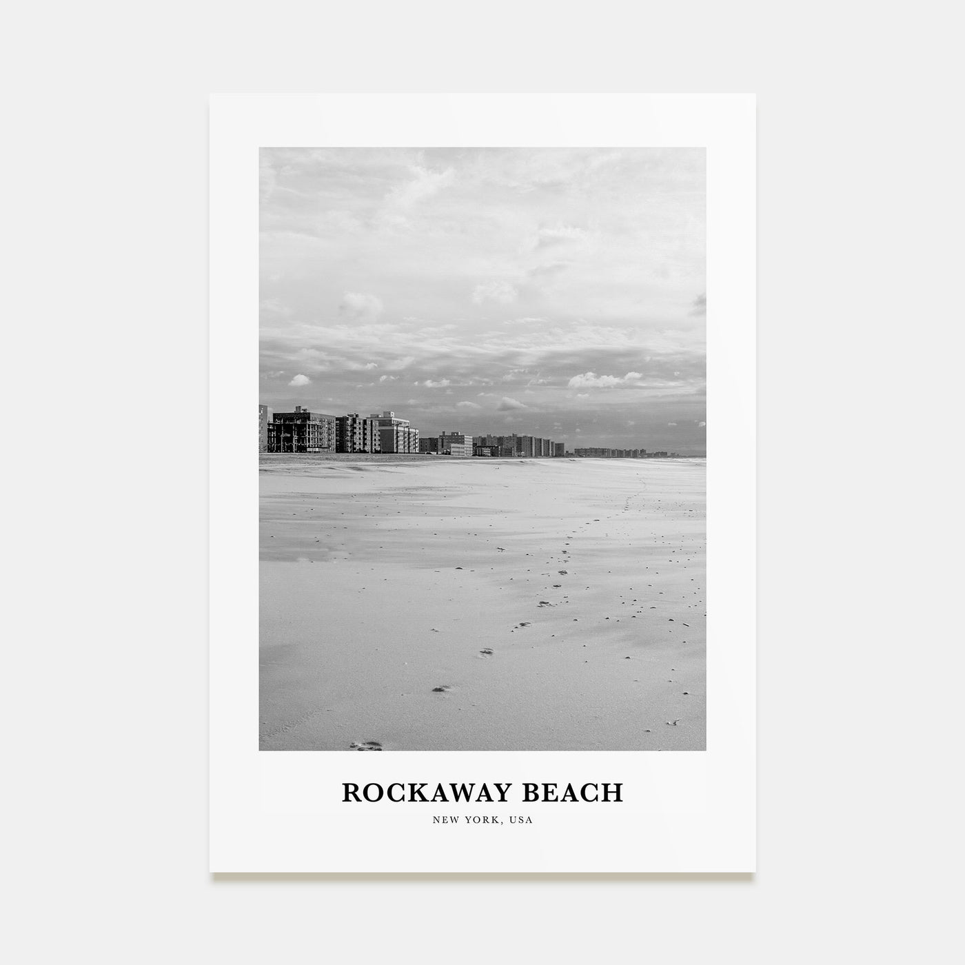 Rockaway Beach Portrait B&W Poster