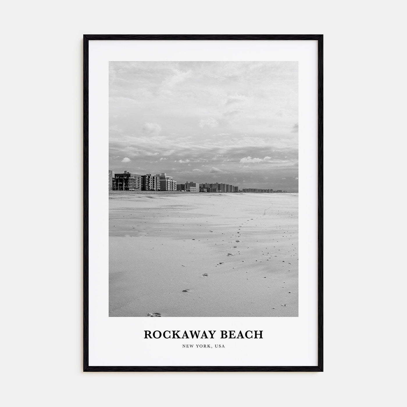 Rockaway Beach Portrait B&W Poster