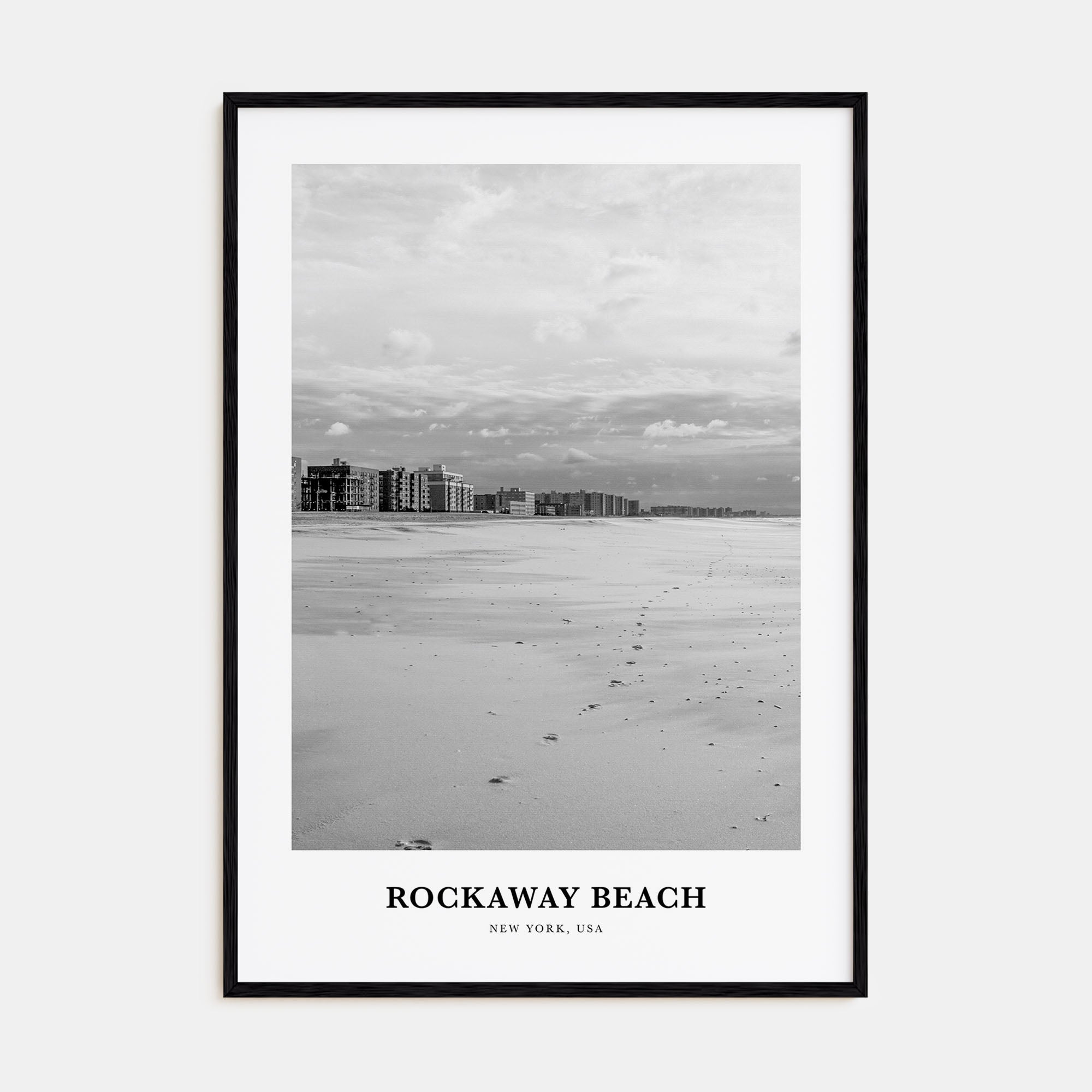 Rockaway Beach Portrait B&W Poster