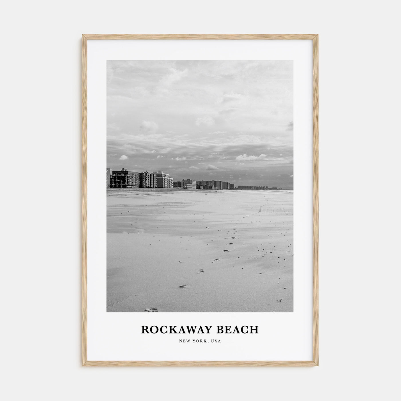Rockaway Beach Portrait B&W Poster