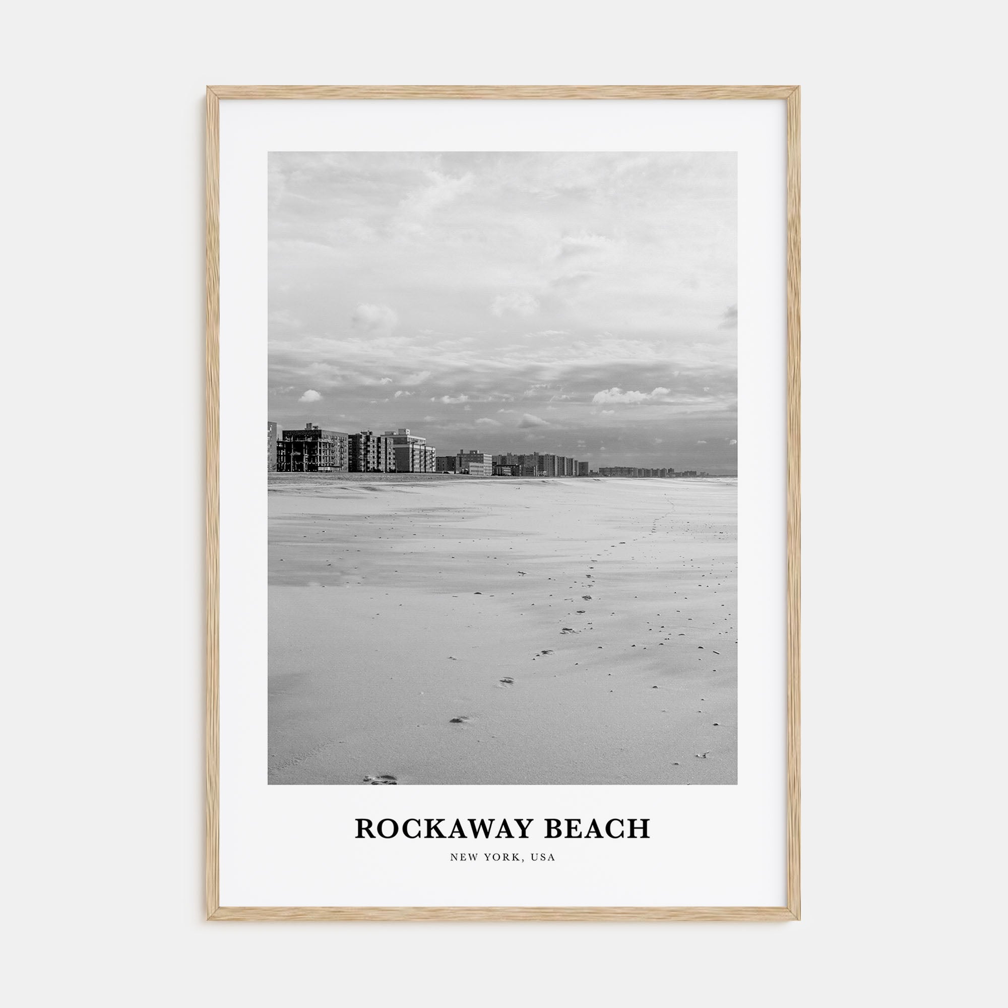 Rockaway Beach Portrait B&W Poster